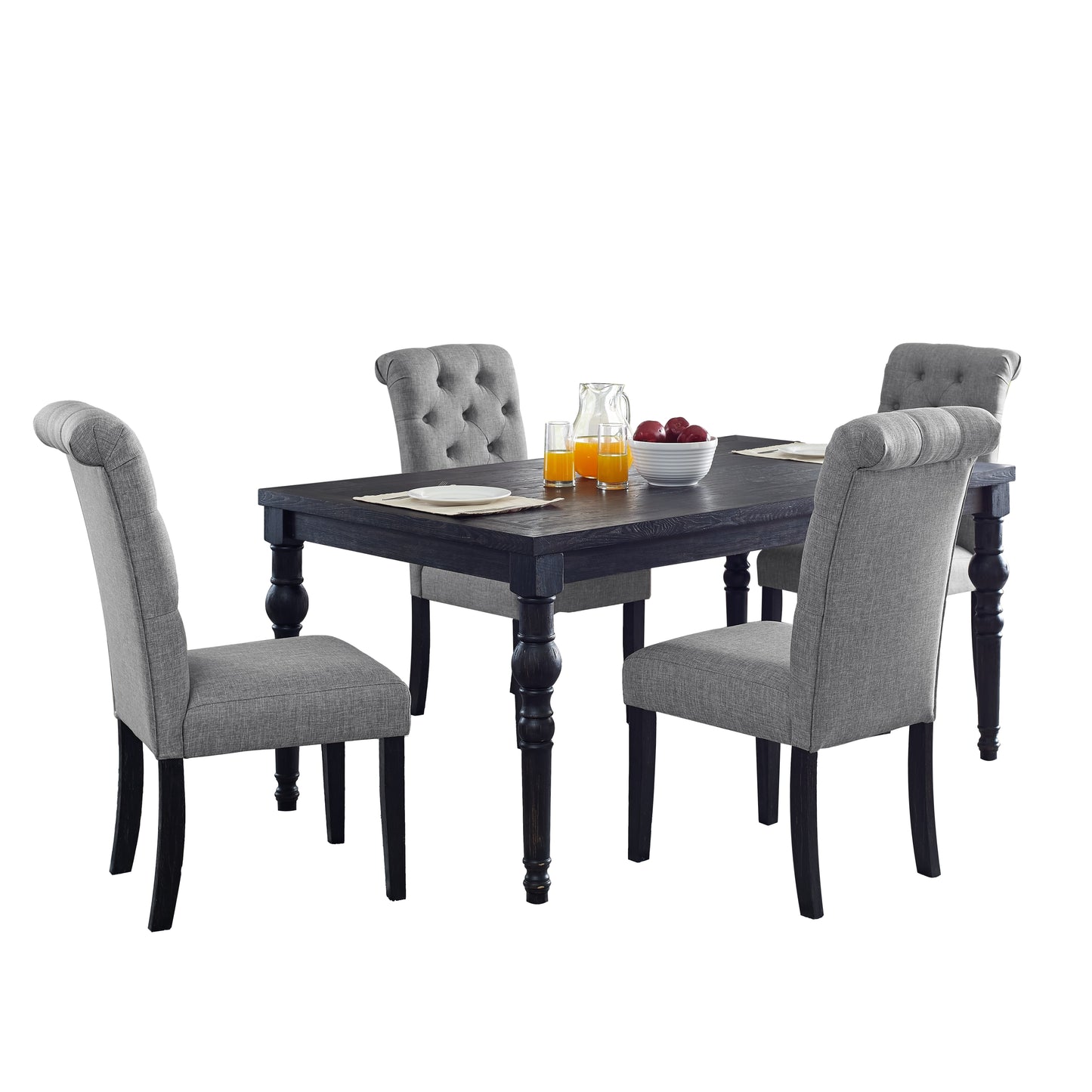 Roundhill Furniture Leviton Urban Style Dining Set: Table and 4 Chairs, Gray