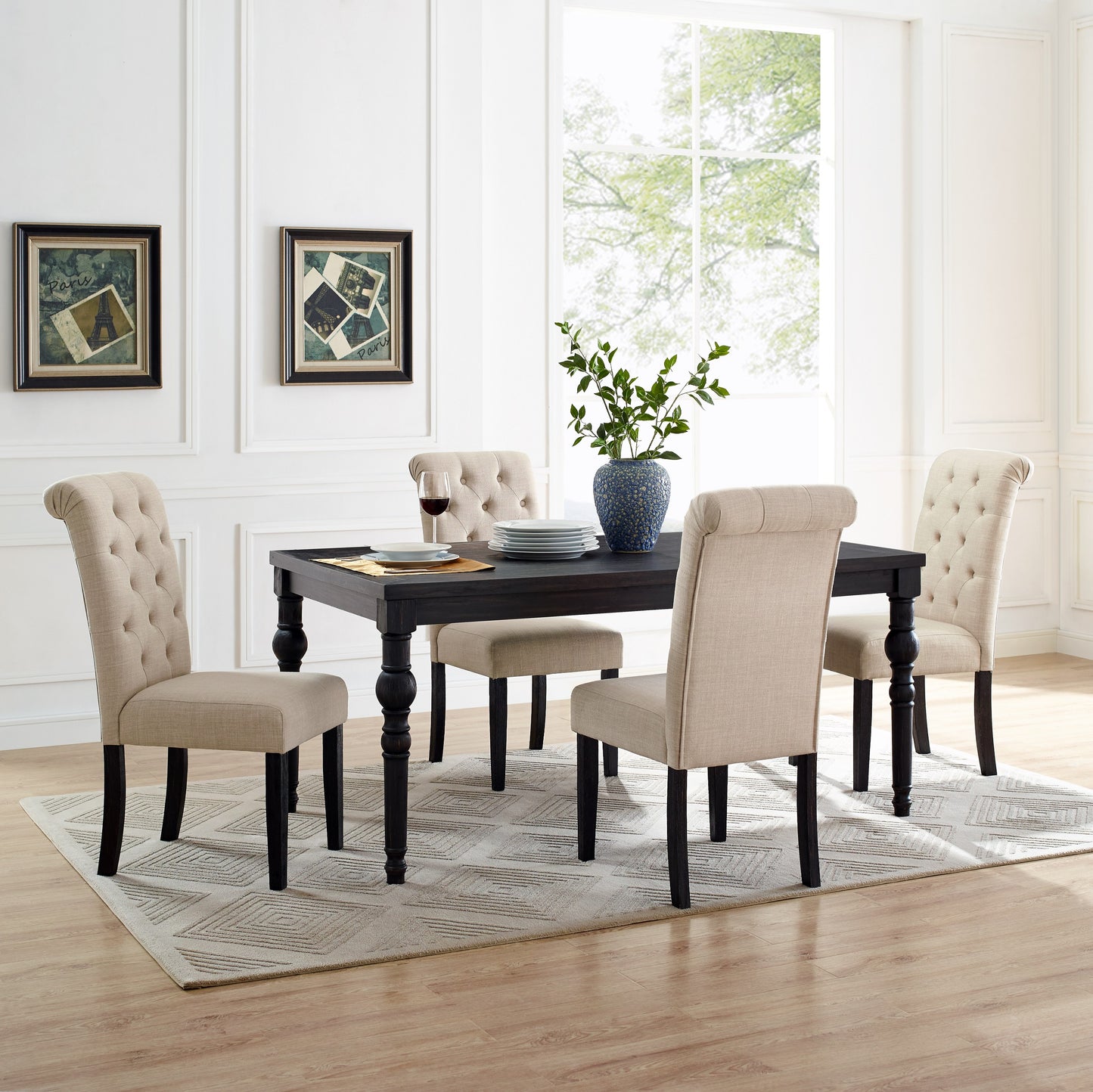 Roundhill Furniture Leviton Urban Style Dining Set: Table and 4 Chairs