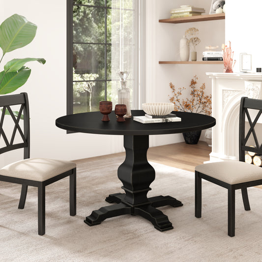 Roundhill Furniture Havre Wood Pedestal Round Dining Table