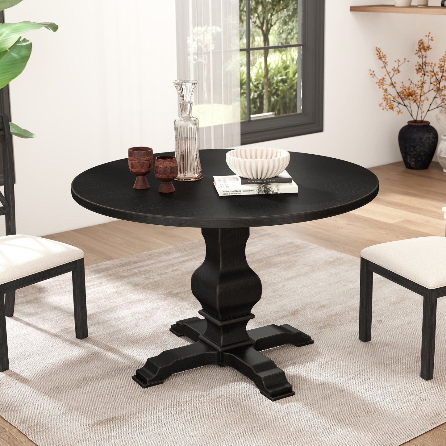 Roundhill Furniture Havre Wood Pedestal Round Dining Table