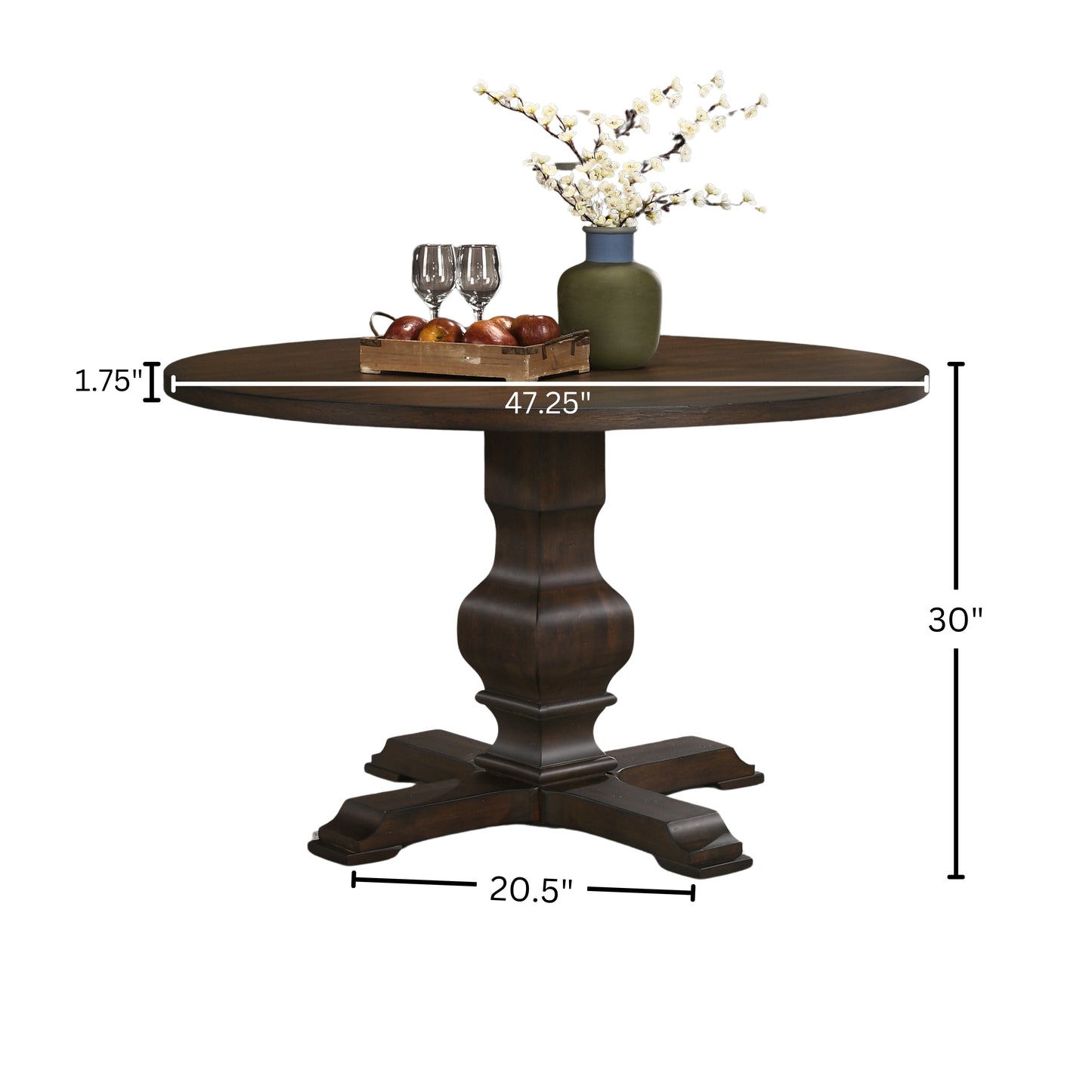 Roundhill Furniture Havre Wood Pedestal Round Dining Table