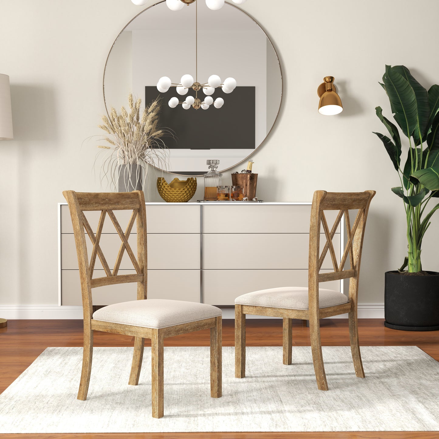 Roundhill Furniture Windvale Cross-Buck Wood 5-Piece Dining Set