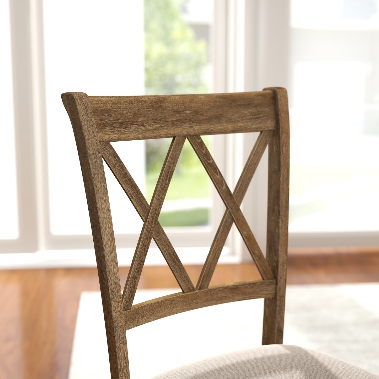 Roundhill Furniture Windvale Cross-Buck Wood 5-Piece Dining Set