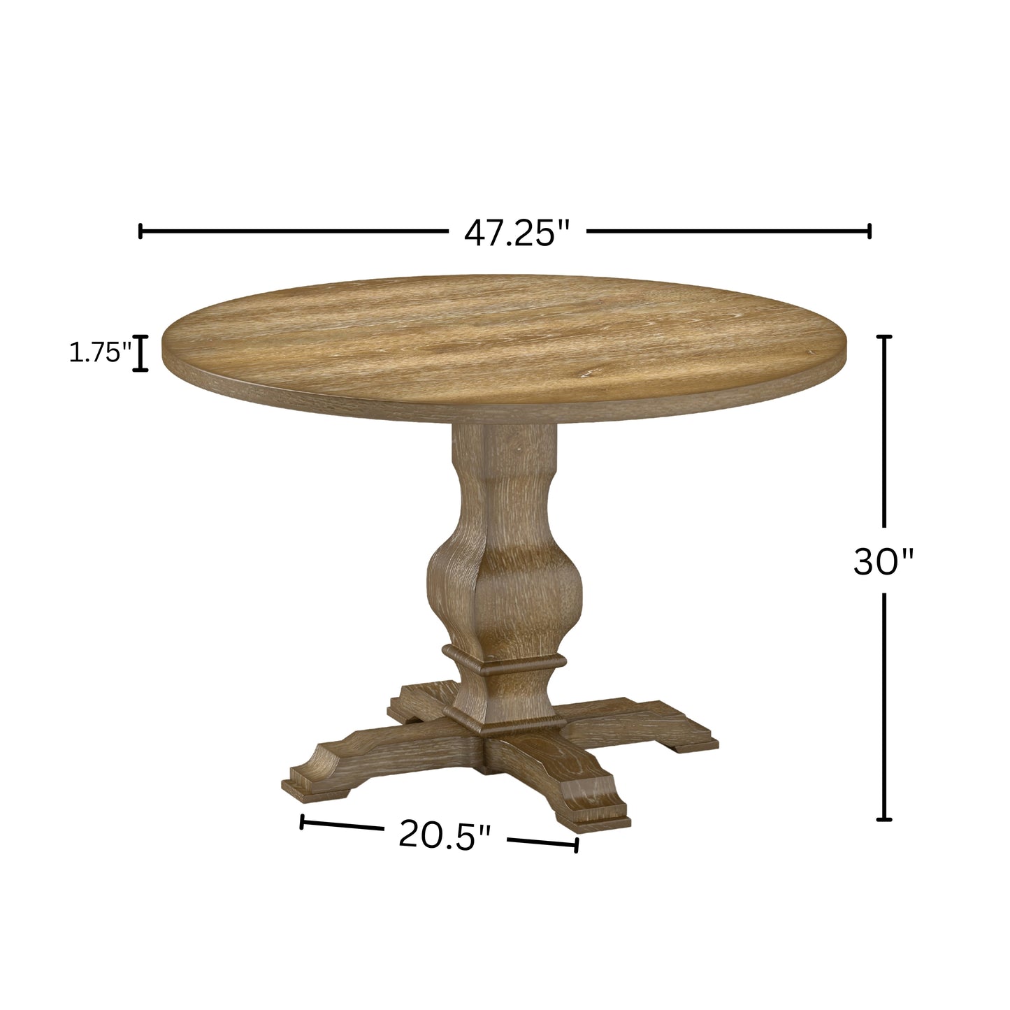 Havre 5-Piece Dining Set, Pedestal Round Table with 4 Stylish Chairs