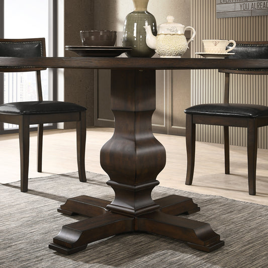 Roundhill Furniture Havre Espresso Finished Wood Pedestal Round Dining Table