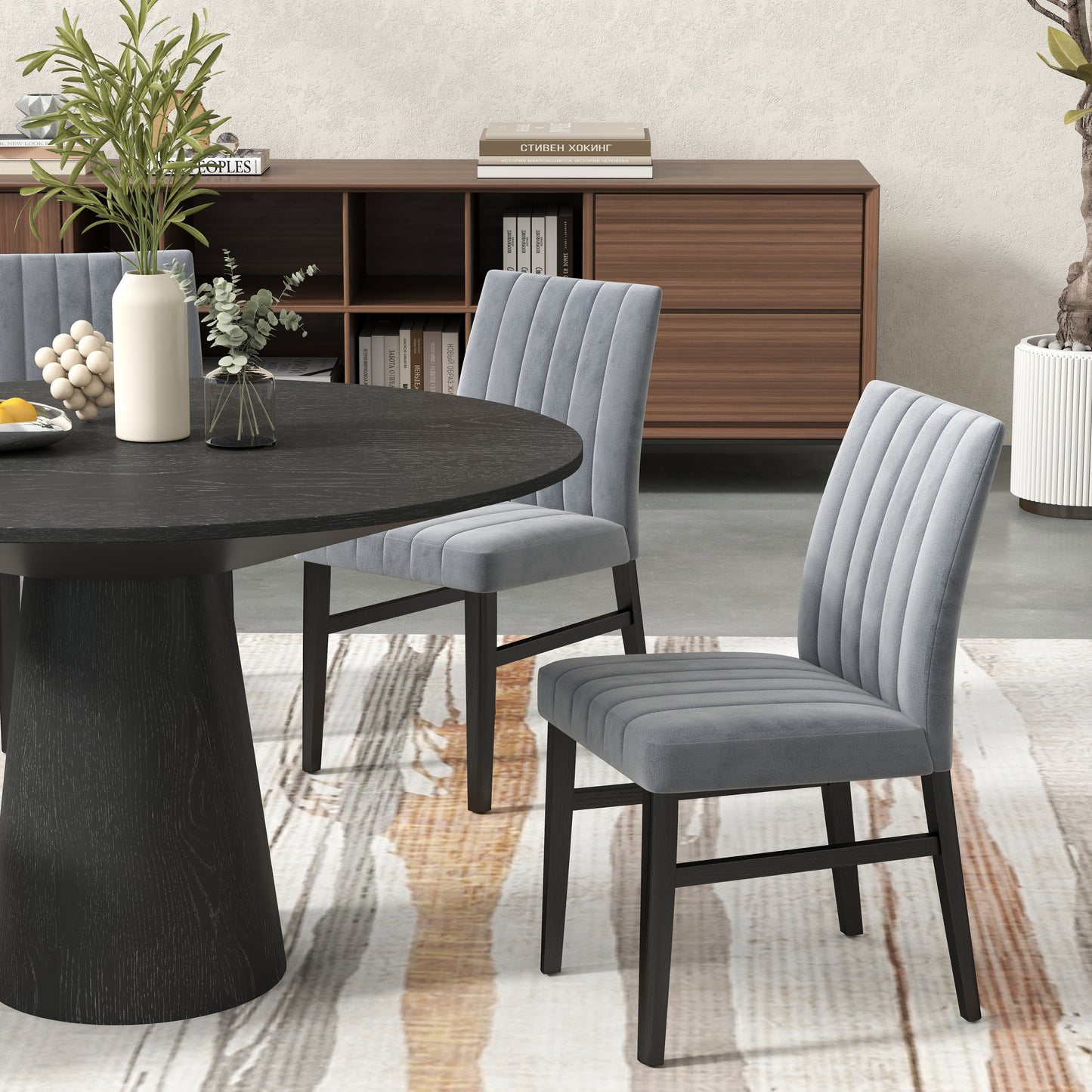 Butler 5-Piece Round Dining Set, Pedestal Dining Table with 4 Side Chairs