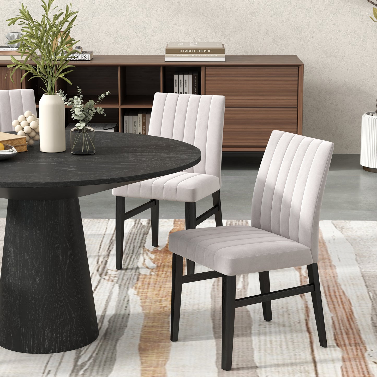 Butler 5-Piece Round Dining Set, Pedestal Dining Table with 4 Side Chairs