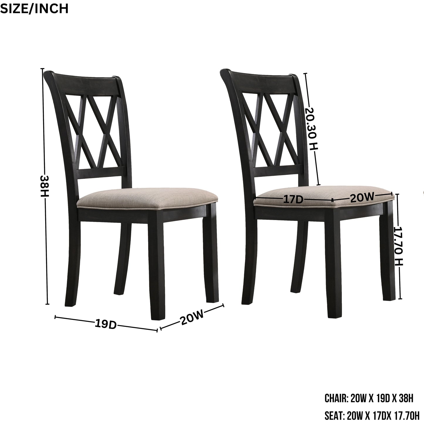 Delta 5-Piece Round Dining Set, Pedestal Dining Table with 4 Cross-back Chairs