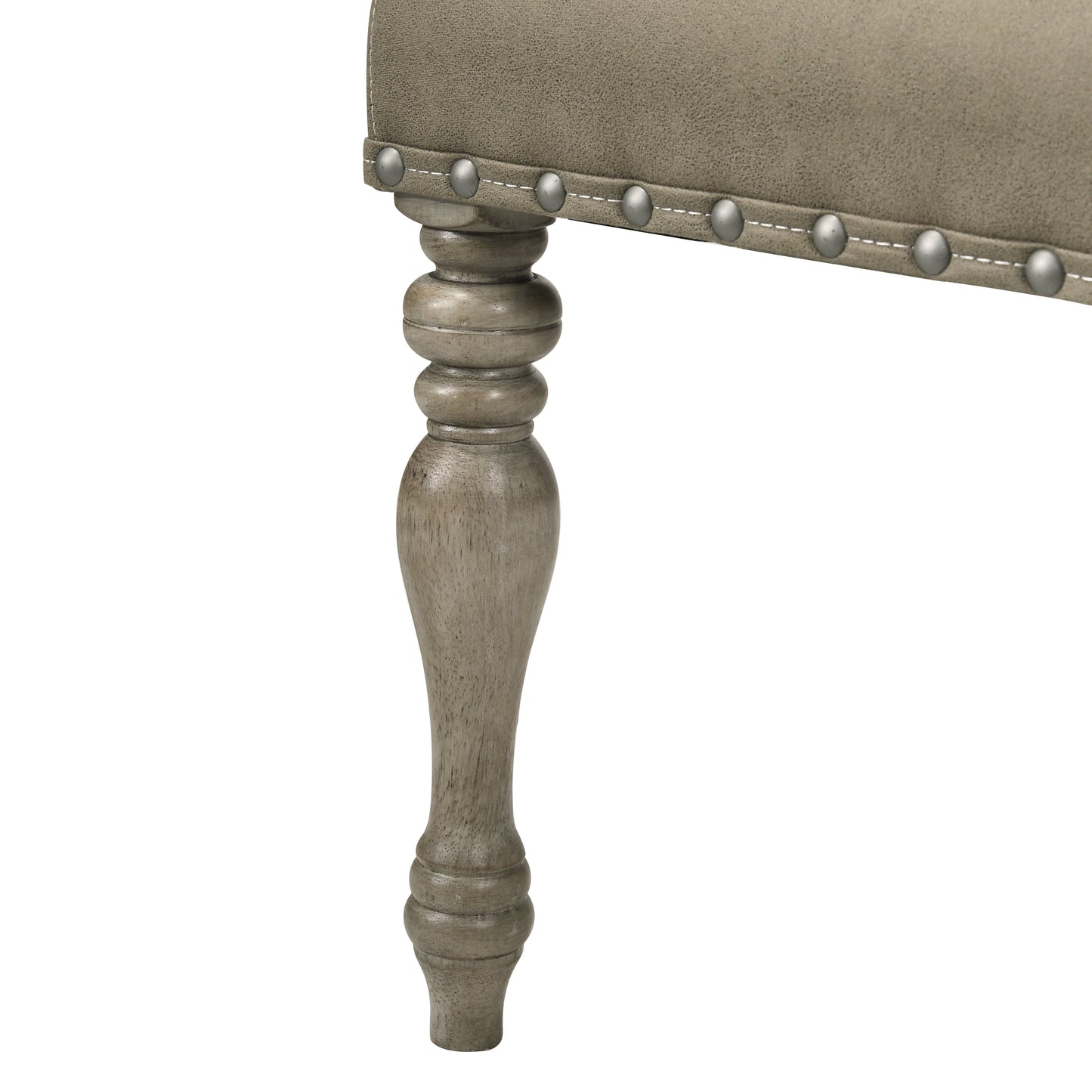 Roundhill Furniture Birmingham Nailhead 8-Piece Table with Nailhead Bench and Armchair Dining Set, Driftwood