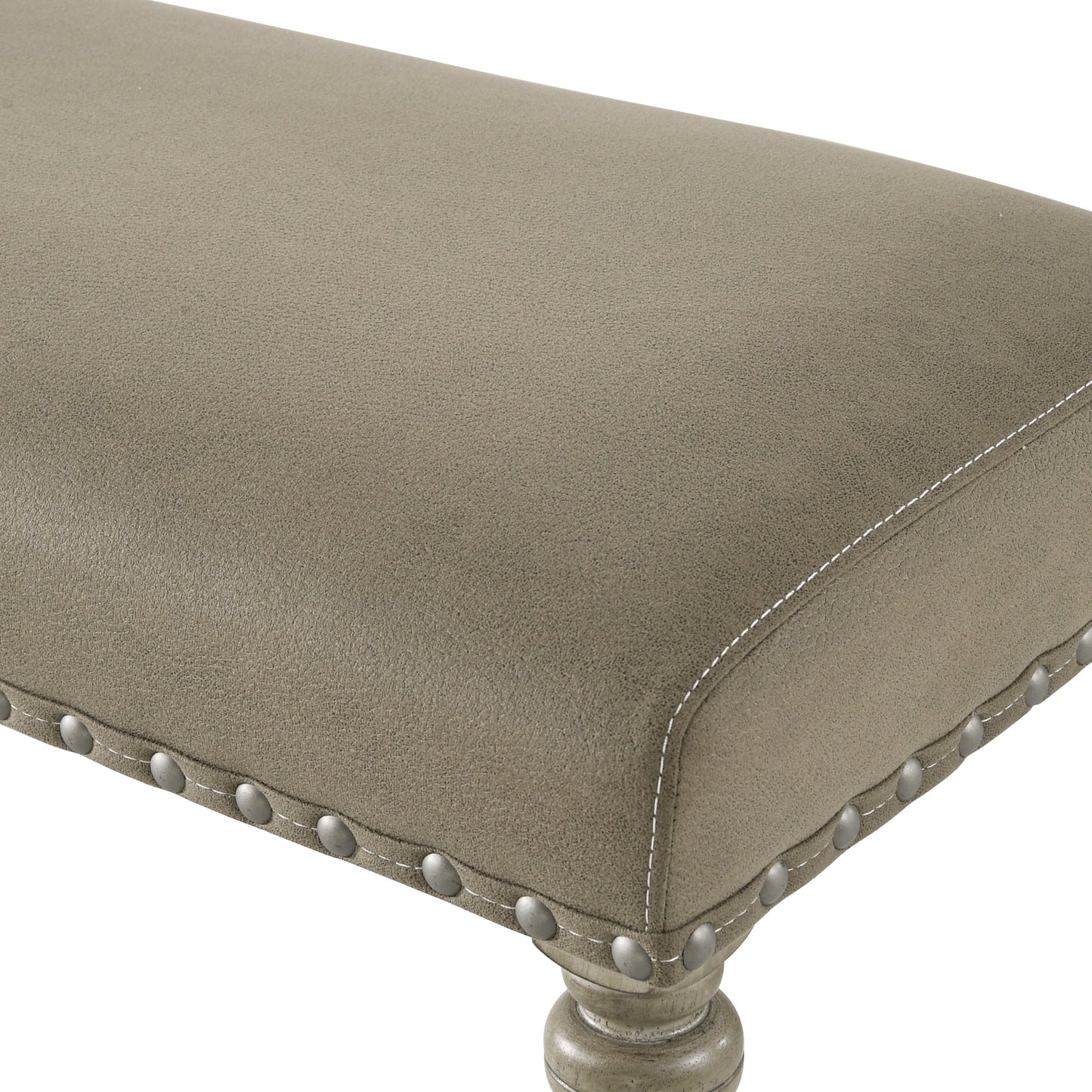 Roundhill Furniture Birmingham Nailhead 8-Piece Table with Nailhead Bench and Armchair Dining Set, Driftwood