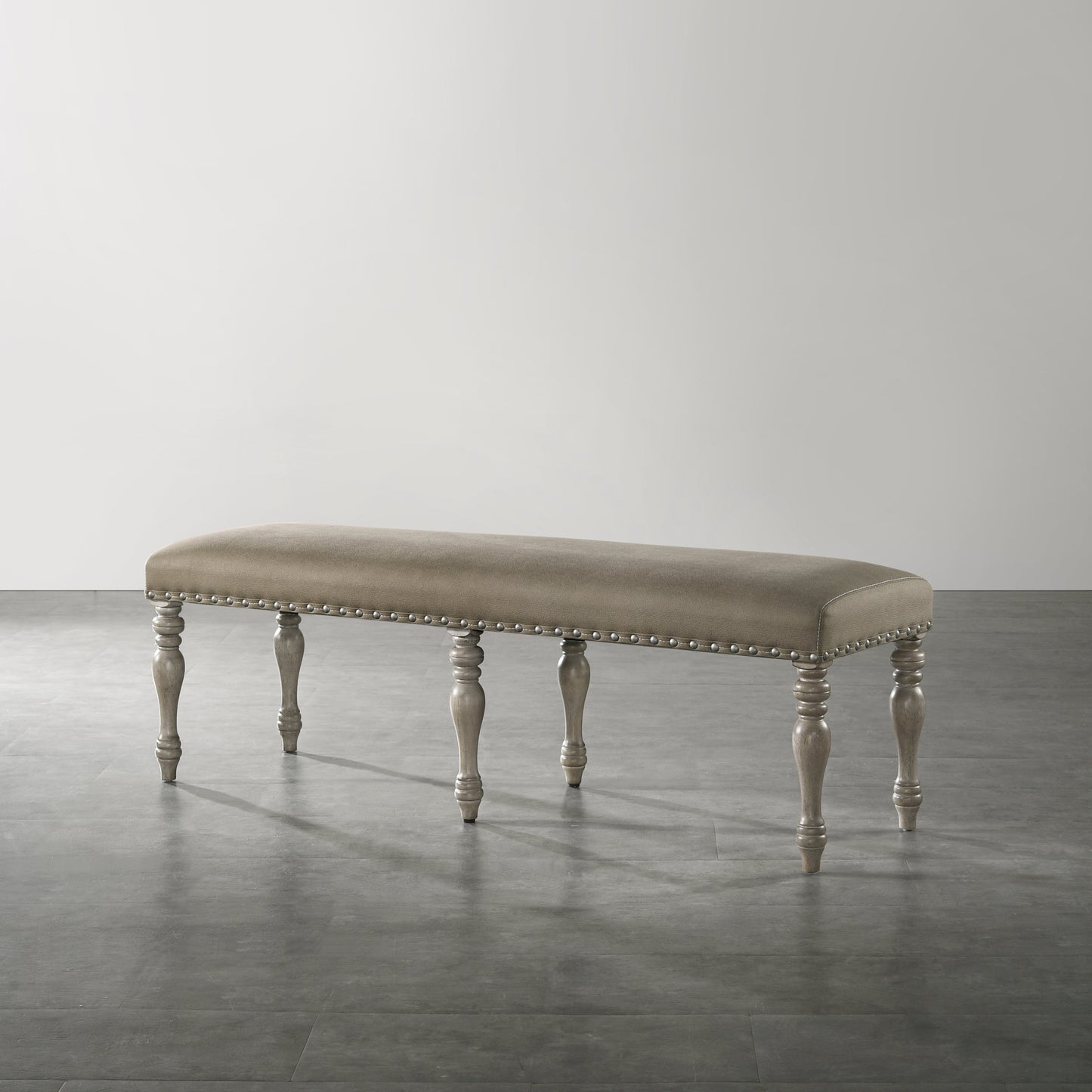 Roundhill Furniture Birmingham 6-Piece Dining Set, Extendable Table with 4 Nailhead Dining Chairs and Bench, Driftwood Finish