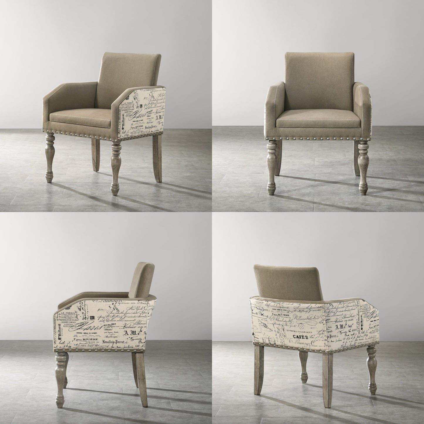 Roundhill Furniture Birmingham 9-piece Dining Set, Driftwood Finish Extendable Table with Nailhead Chairs Dining Set