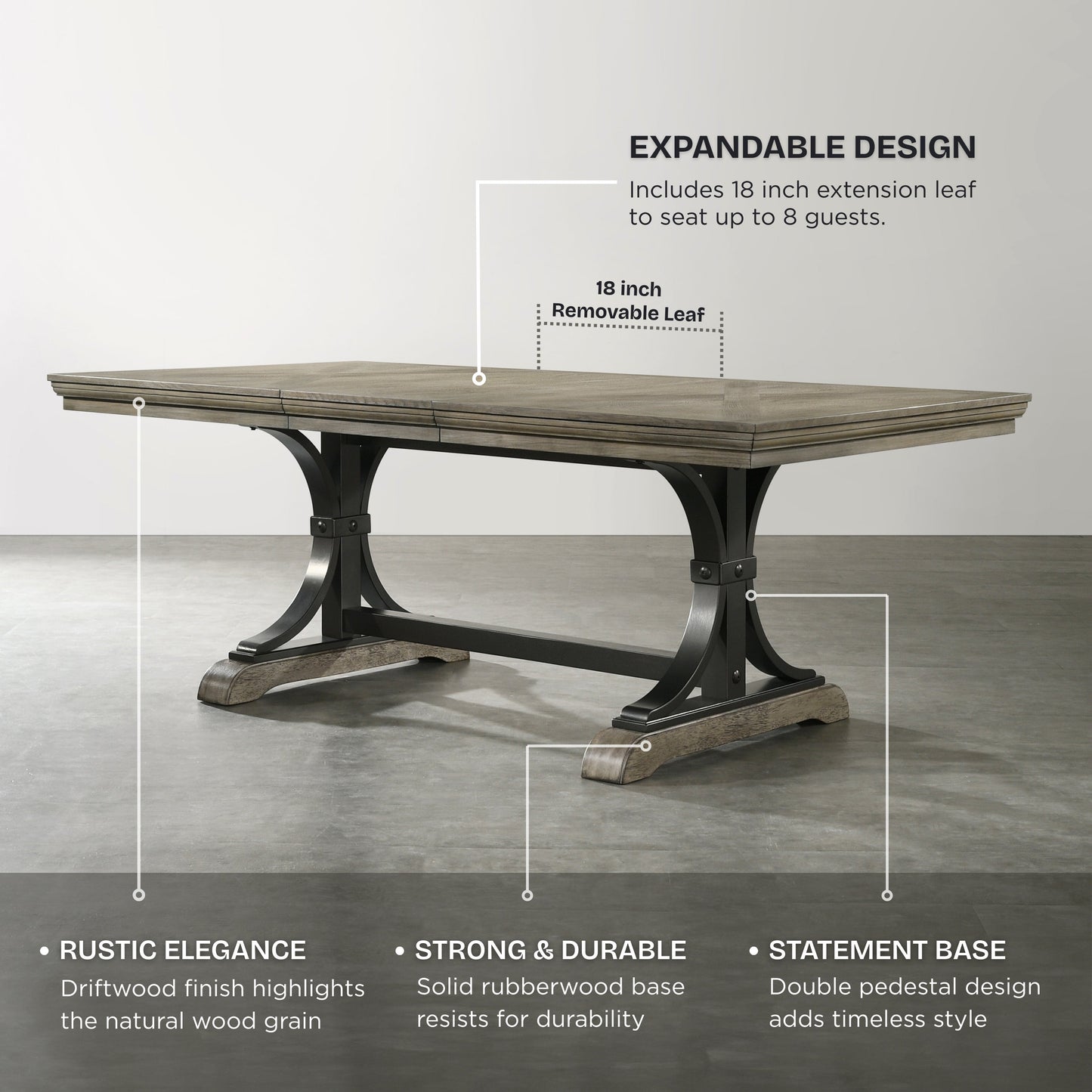 Roundhill Furniture Birmingham 7-piece Driftwood Finish Table with Nailhead Chairs Dining Set