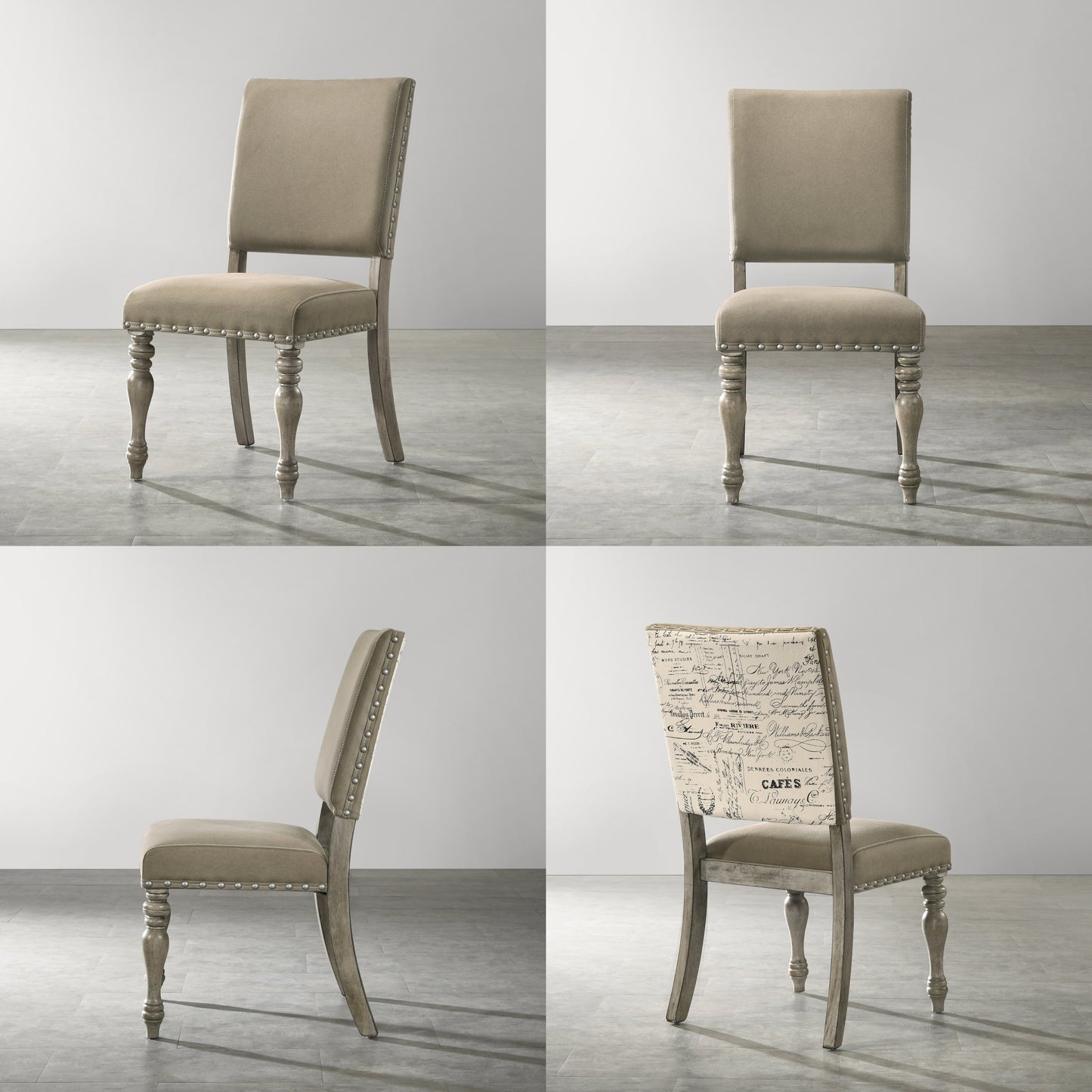 Roundhill Furniture Birmingham 7-piece Driftwood Finish Table with Nailhead Chairs Dining Set