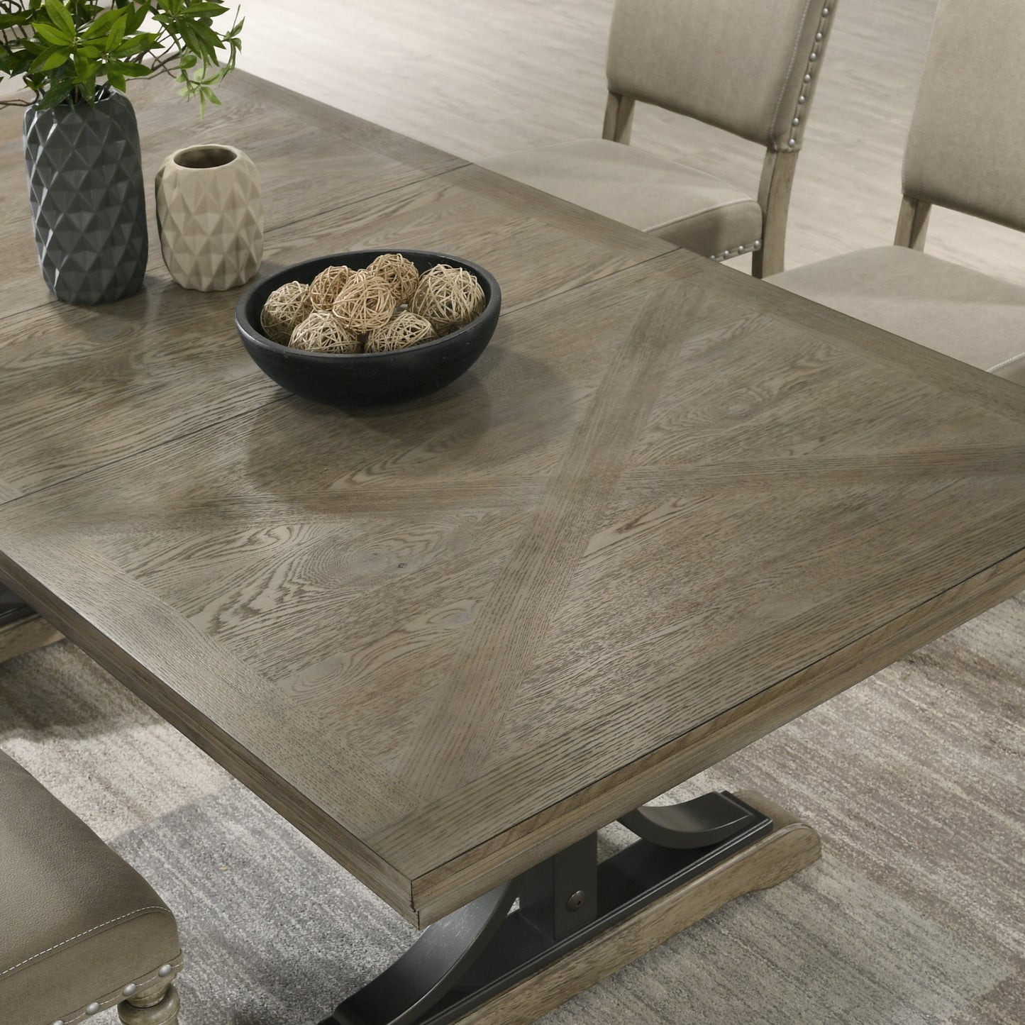 Dasher Nailhead Driftwood Finish Table