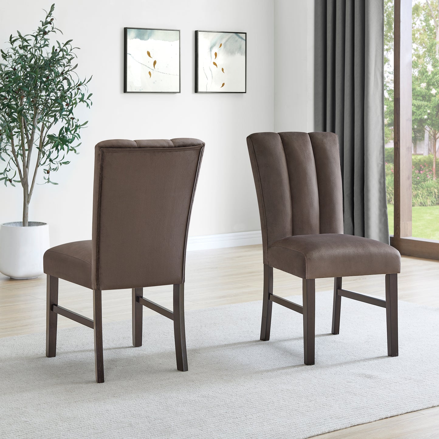 Roundhill Furniture Cavira 5-Piece Modern Dining Set, Faux Marble Dining Table with Four Upholstered Chairs