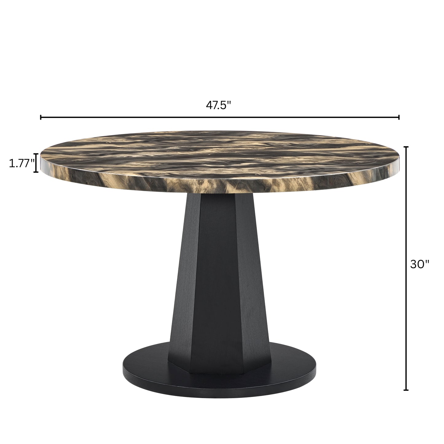 Roundhill Furniture Cavira 5-Piece Modern Dining Set, Faux Marble Dining Table with Four Upholstered Chairs