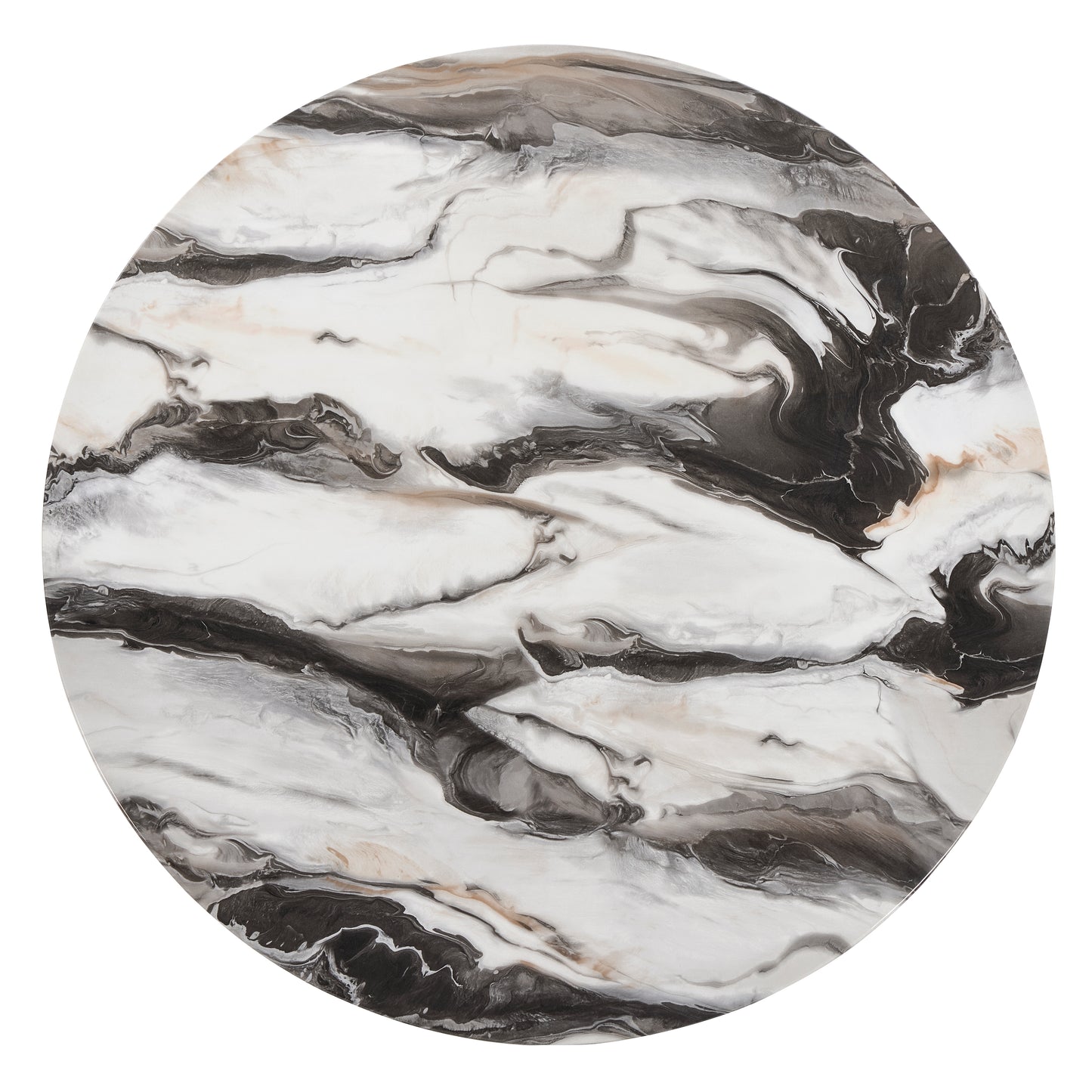 Roundhill Furniture Cavira Modern Faux Marble Dining Table with Wood Pedestal Base