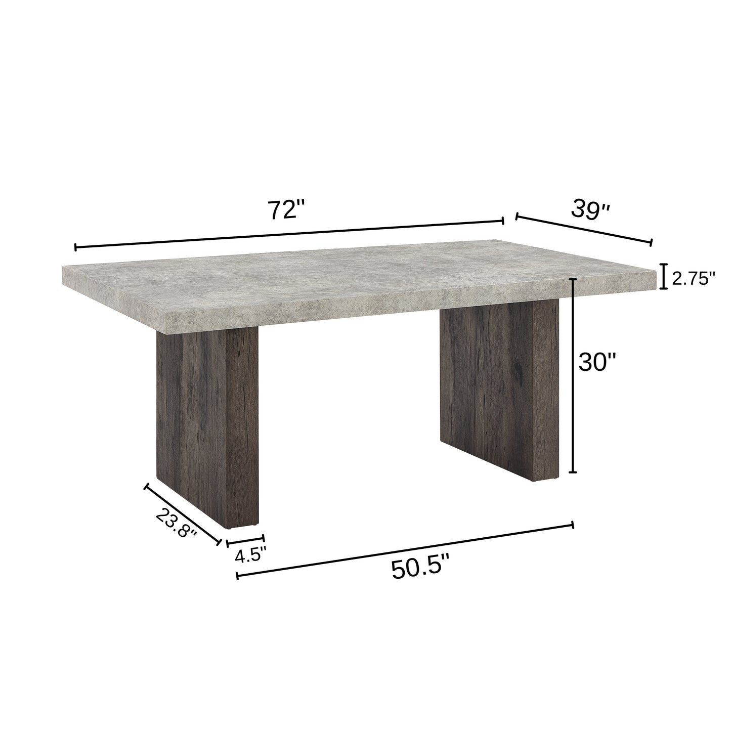 Roundhill Furniture Sorlen Modern 6-Piece Dining Set, 3D Faux Concrete Table with 4 Chairs and Bench