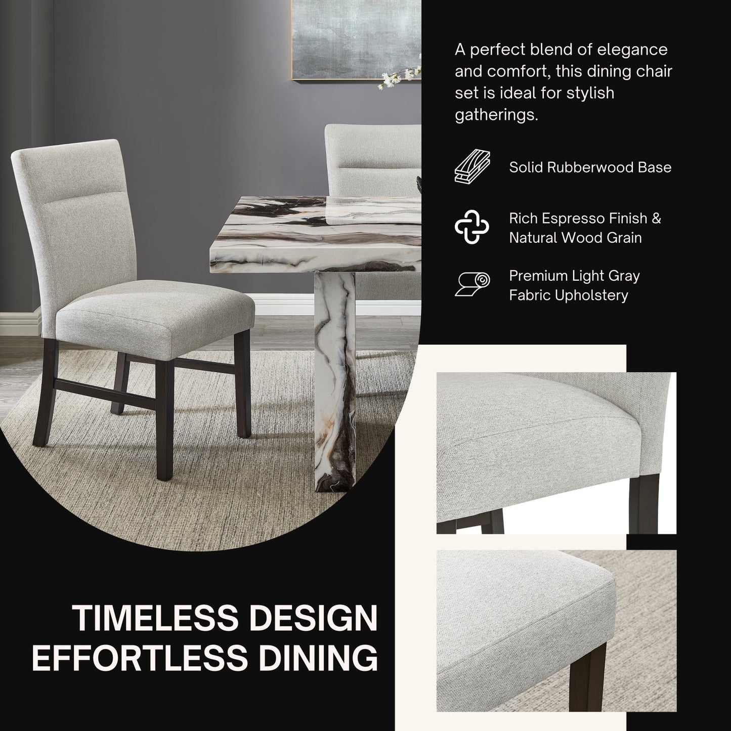 Roundhill Furniture Cavira Modern Faux Marble Dining Table with 6 Chairs