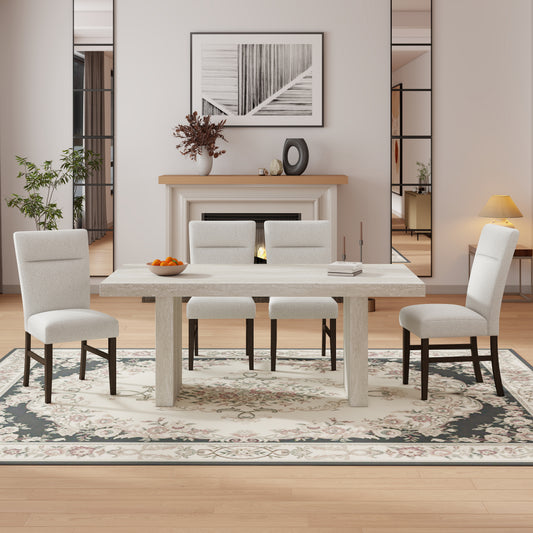 Roundhill Furniture Cavira 5-Piece Modern Dining Set, Faux Marble Dining Table with 4 Chairs