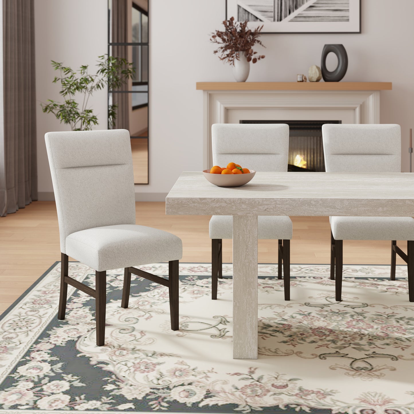 Roundhill Furniture Cavira 5-Piece Modern Dining Set, Faux Marble Dining Table with 4 Chairs