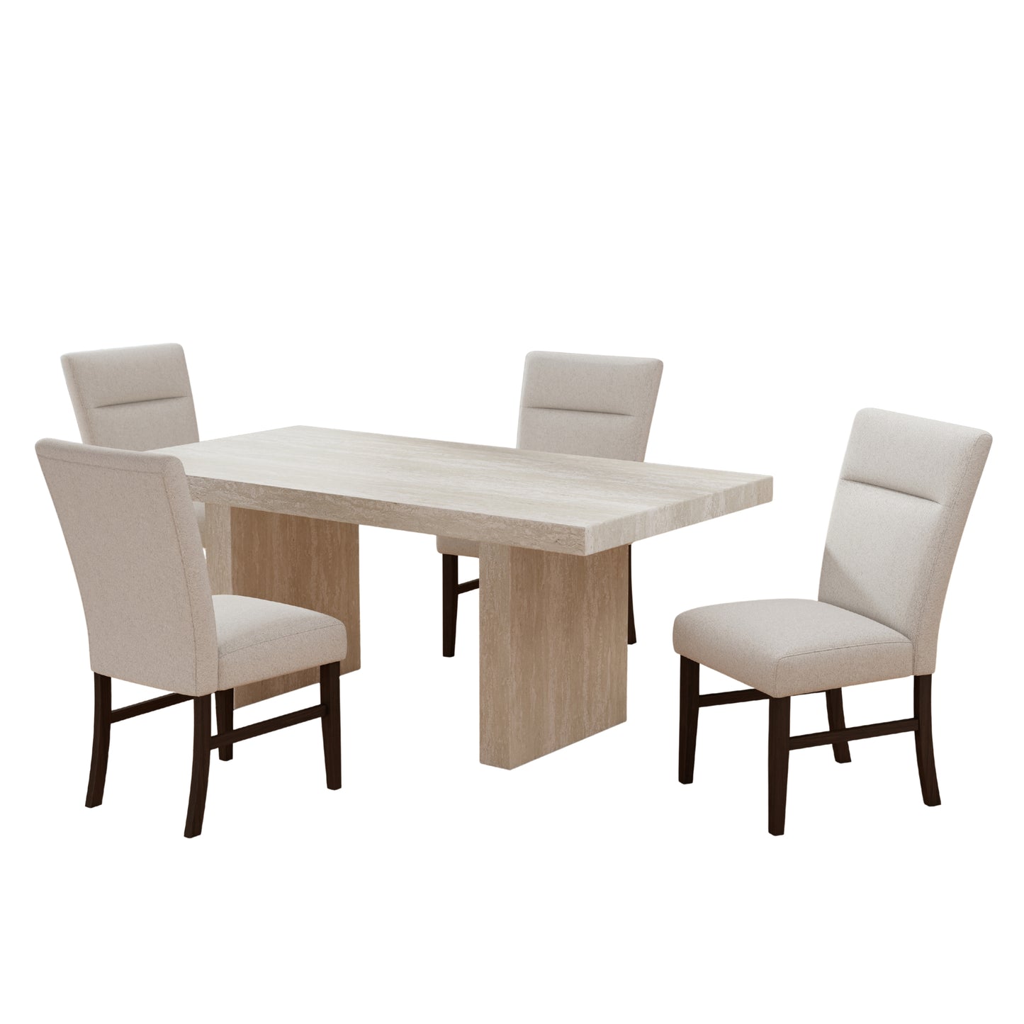 Roundhill Furniture Cavira 5-Piece Modern Dining Set, Faux Marble Dining Table with 4 Chairs