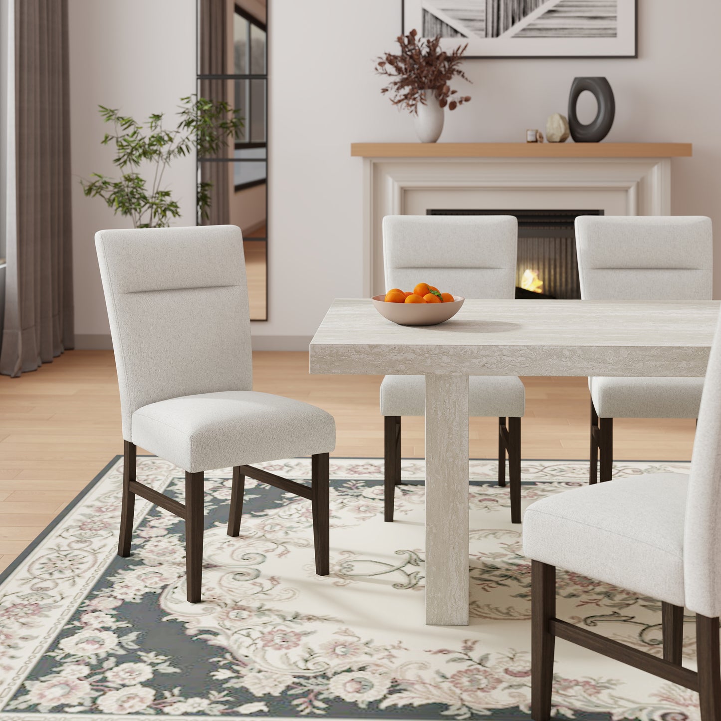 Roundhill Furniture Cavira 7-Piece Modern Dining Set, Faux Marble Dining Table with 6 Chairs