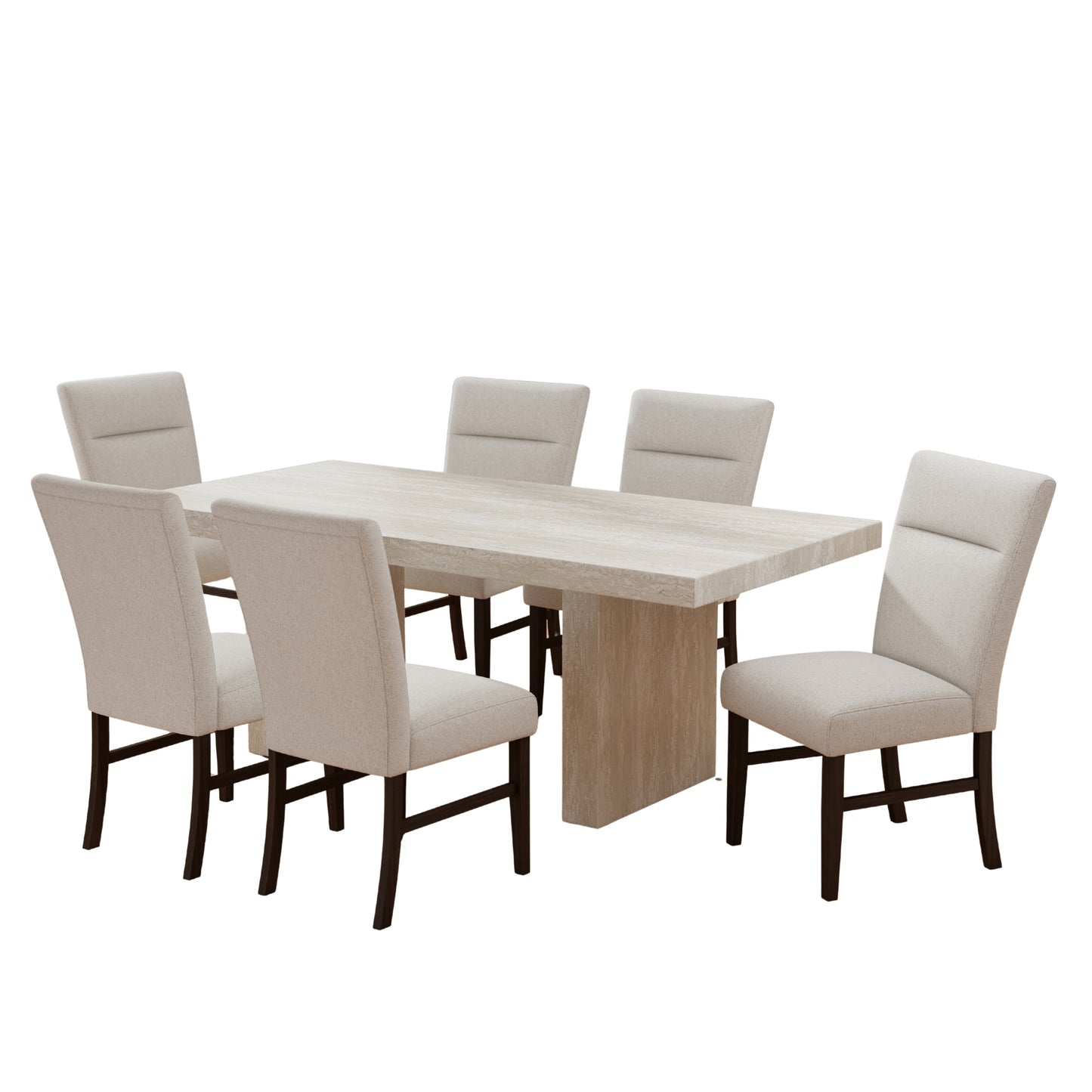 Roundhill Furniture Cavira 7-Piece Modern Dining Set, Faux Marble Dining Table with 6 Chairs