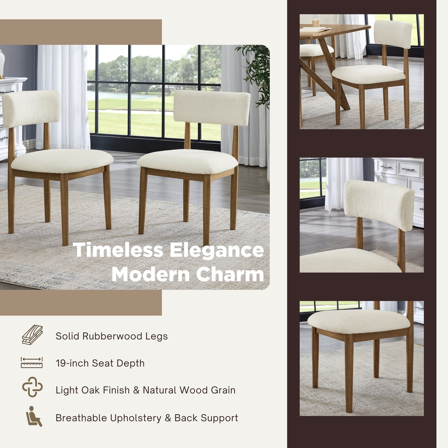 Roundhill Furniture Andus 5-Piece Dining Set, Trestle Dining Table with 4 Stylish Chairs, Light Oak