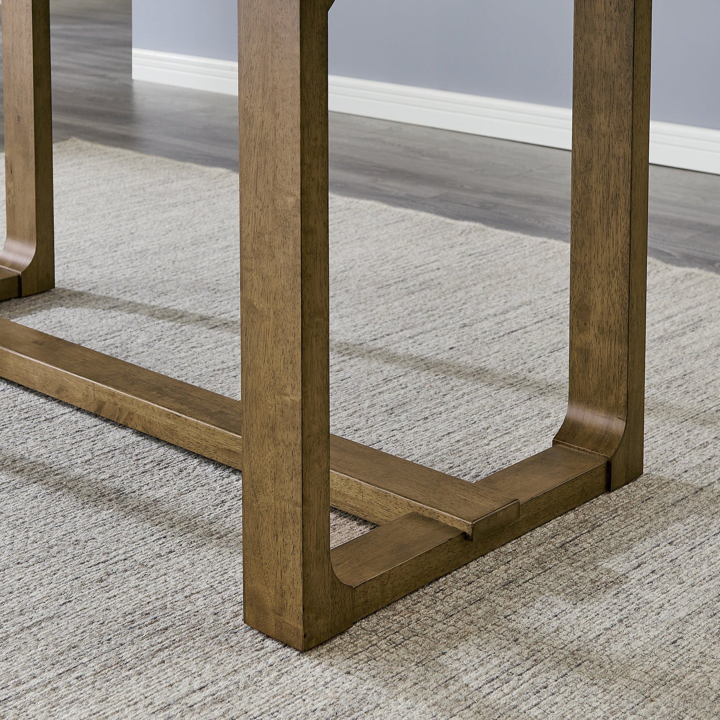 Roundhill Furniture Parker Dining Set, Trestle Dining Table with Stylish Chairs, Light Oak