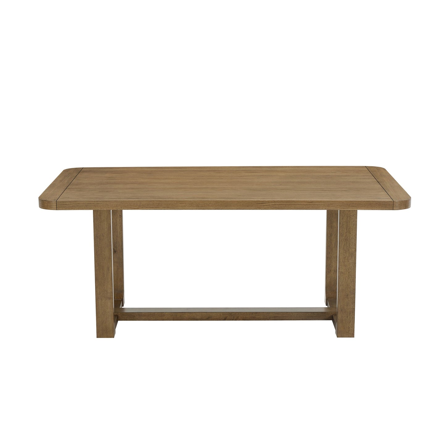 Roundhill Furniture Parker Dining Set, Trestle Dining Table with Stylish Chairs, Light Oak