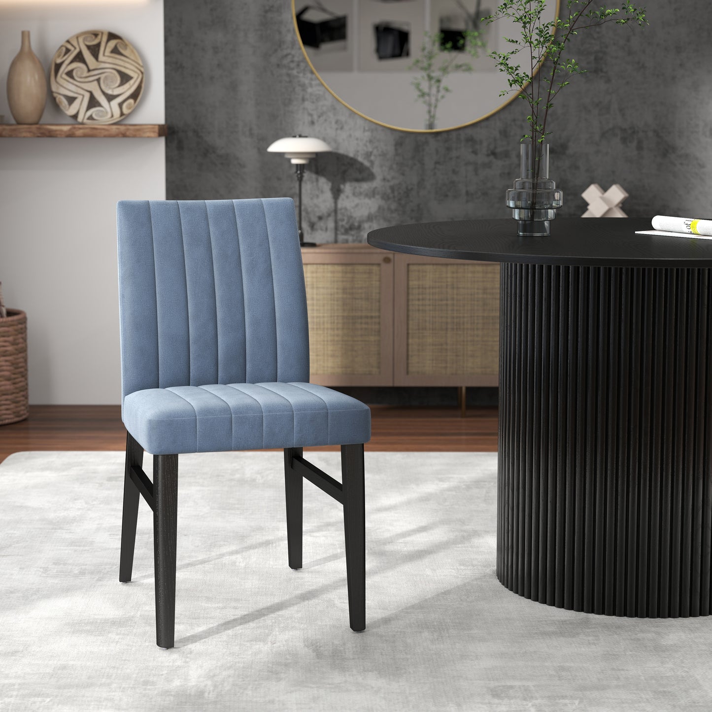 Roundhill Furniture Henriet 5-Piece Pedestal Dining Set, Round Dining Table with Four Chairs