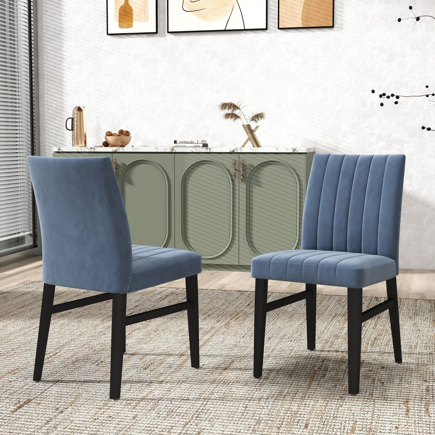 Roundhill Furniture Henriet 5-Piece Pedestal Dining Set, Round Dining Table with Four Chairs