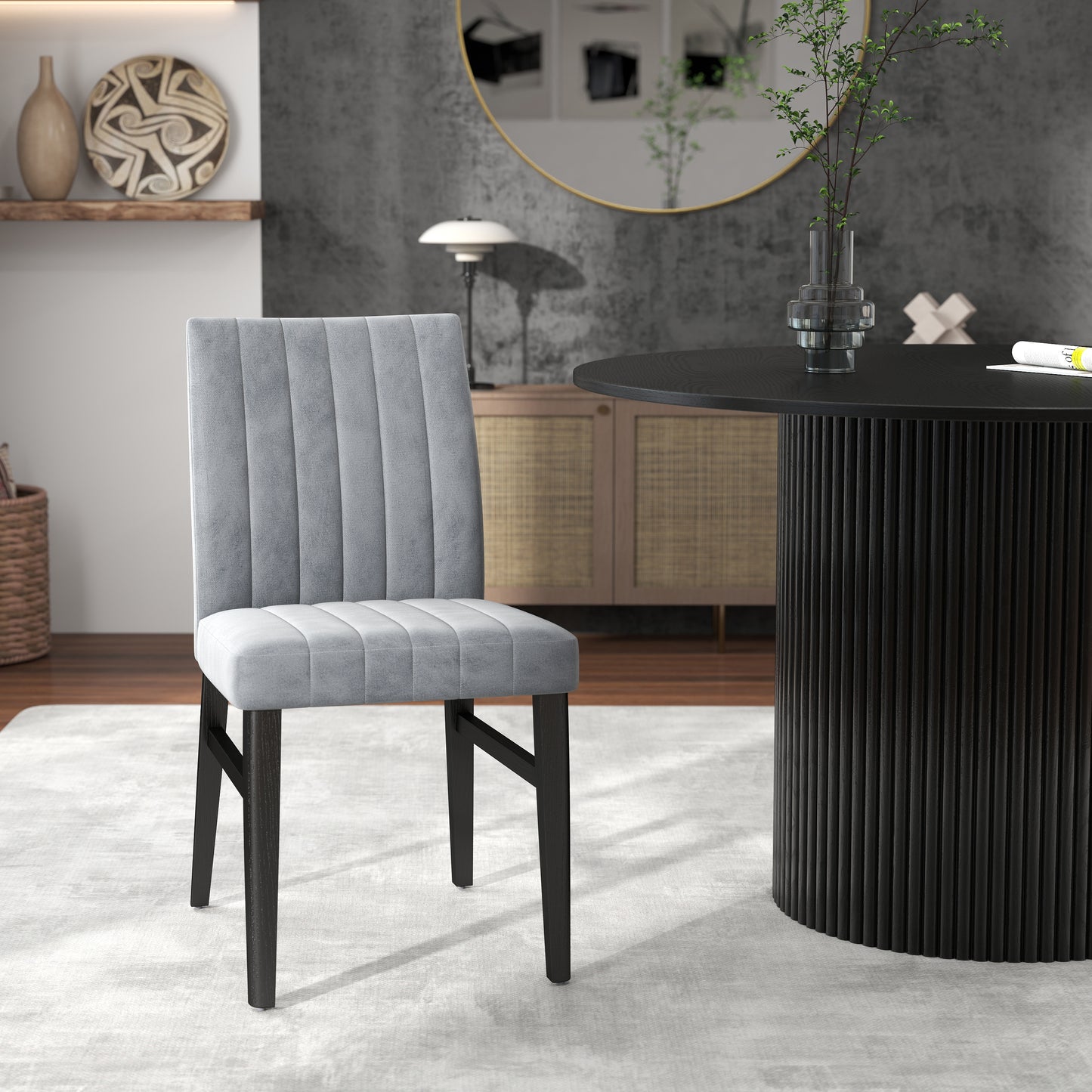 Roundhill Furniture Henriet 5-Piece Pedestal Dining Set, Round Dining Table with Four Chairs