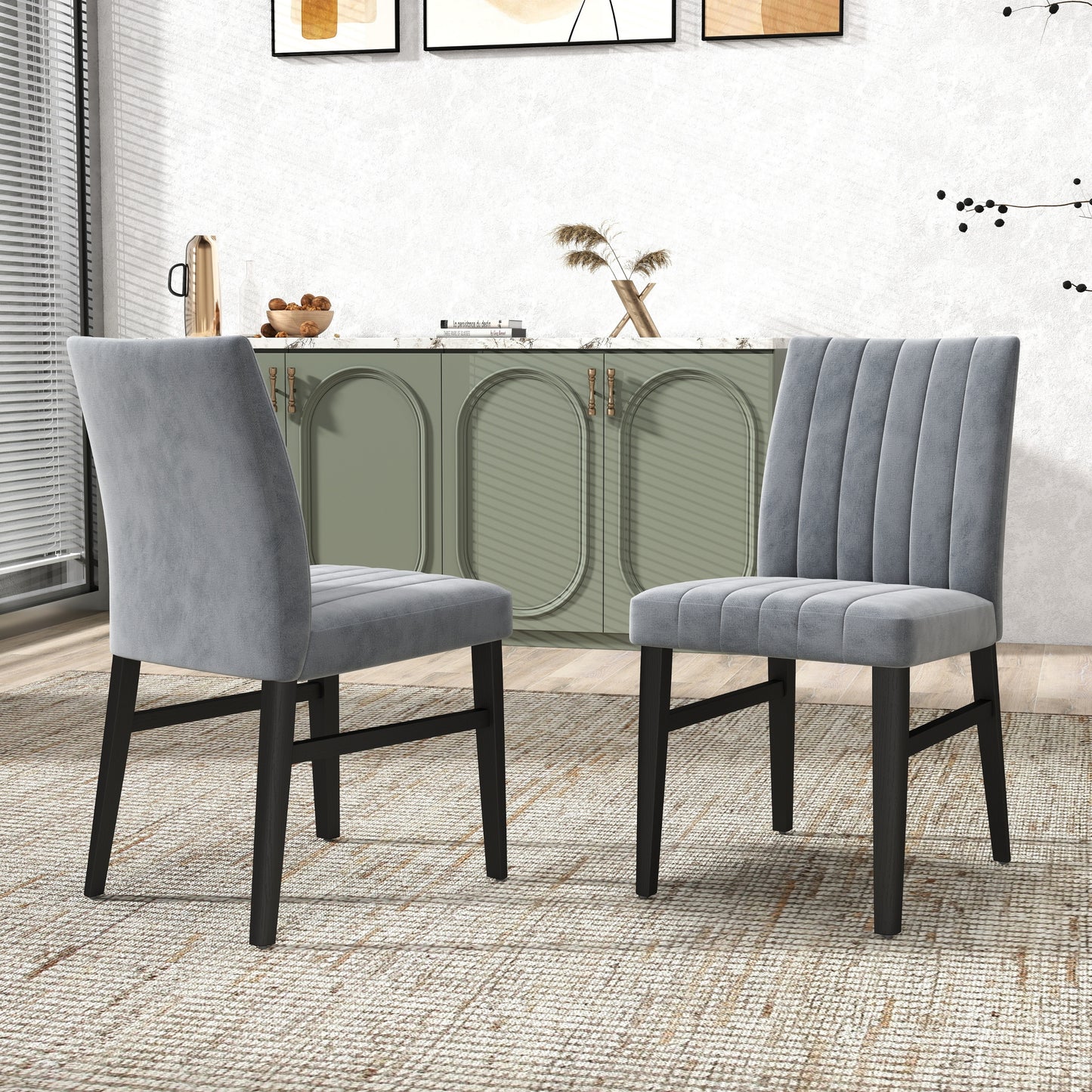 Roundhill Furniture Henriet 5-Piece Pedestal Dining Set, Round Dining Table with Four Chairs