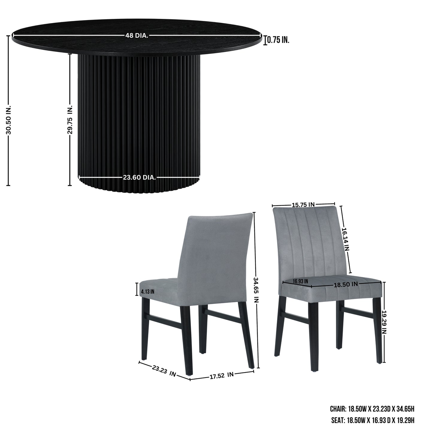 Roundhill Furniture Henriet 5-Piece Pedestal Dining Set, Round Dining Table with Four Chairs