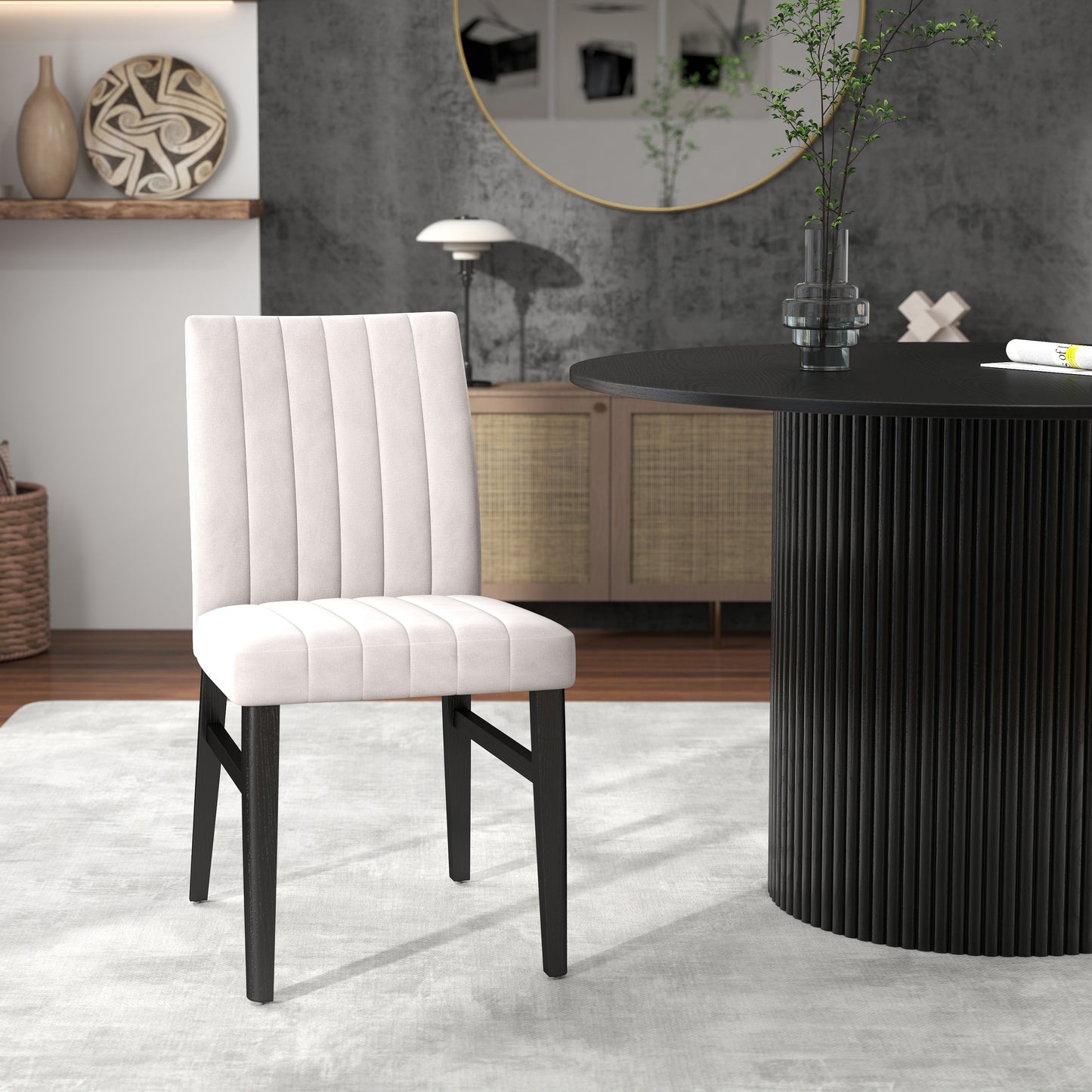 Roundhill Furniture Henriet 5-Piece Pedestal Dining Set, Round Dining Table with Four Chairs