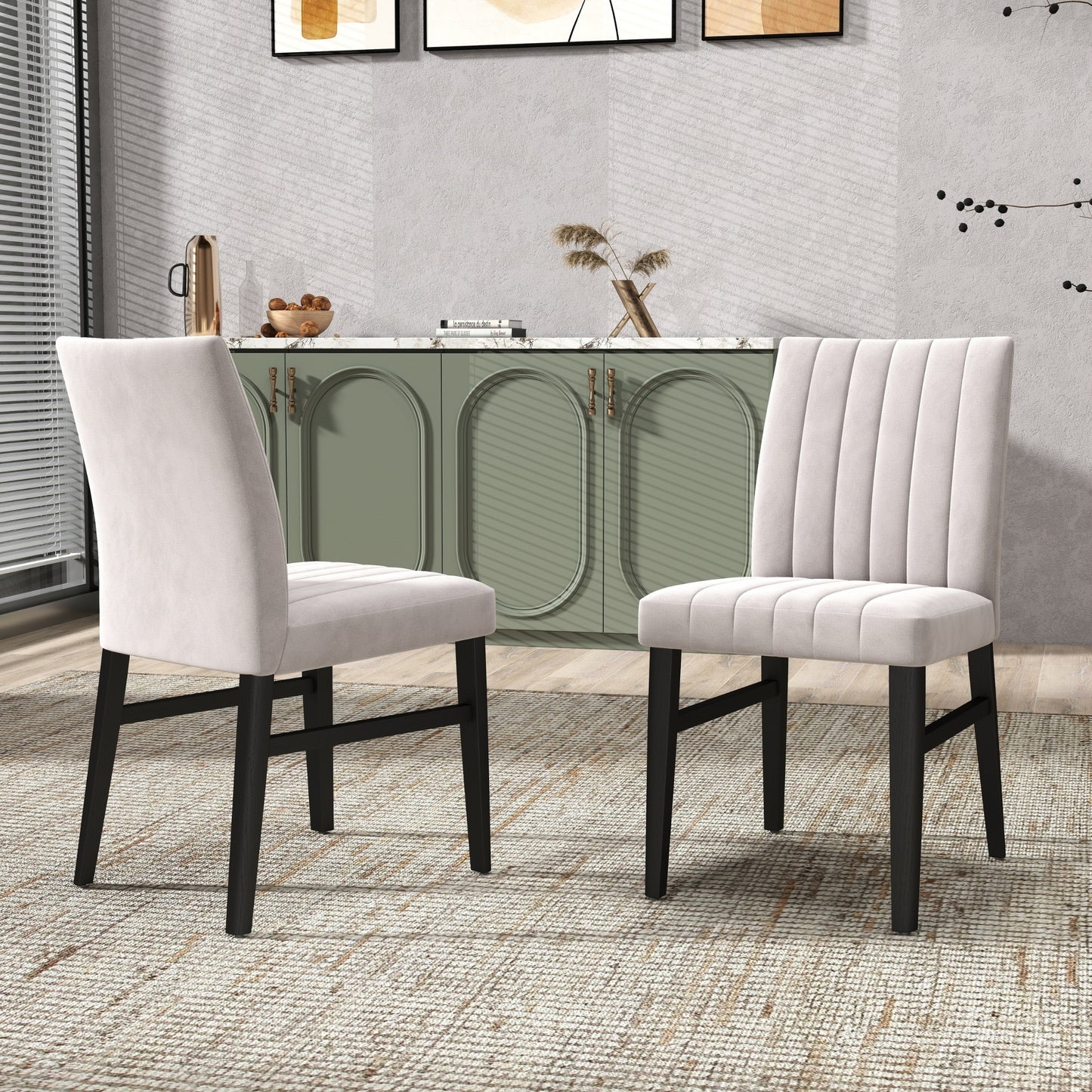 Roundhill Furniture Henriet 5-Piece Pedestal Dining Set, Round Dining Table with Four Chairs