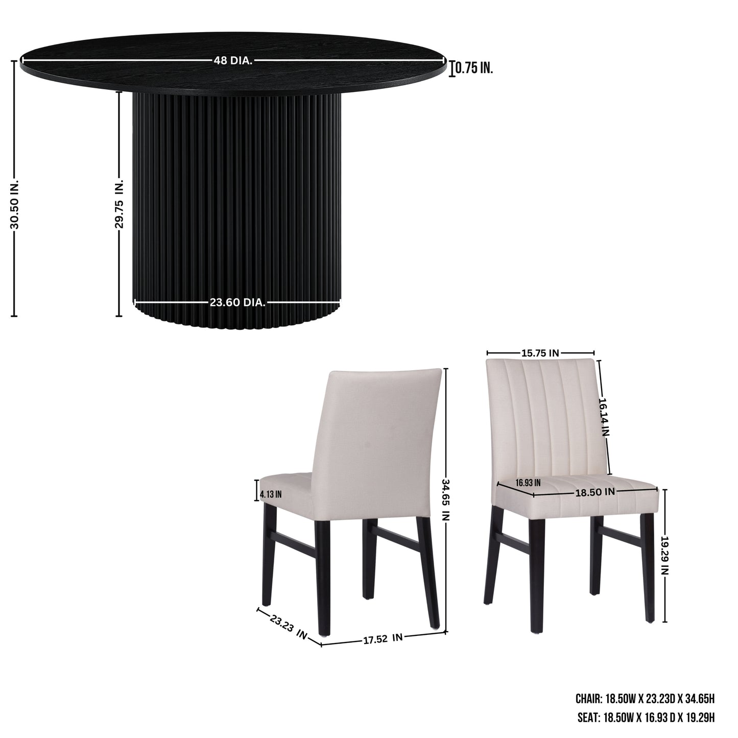 Roundhill Furniture Henriet 5-Piece Pedestal Dining Set, Round Dining Table with Four Chairs