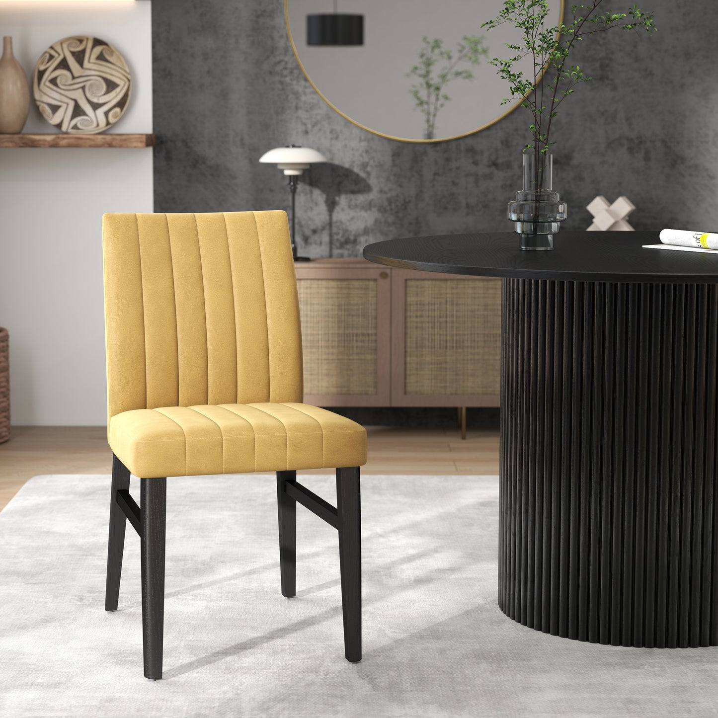 Roundhill Furniture Henriet 5-Piece Pedestal Dining Set, Round Dining Table with Four Chairs
