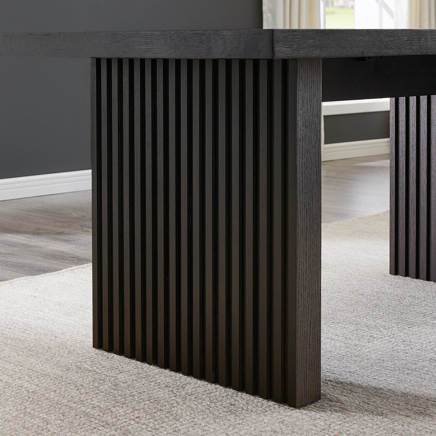 Roundhill Furniture Madison 6-Piece Dining Set, Slat-Fluted Dining Table with 4 Chairs and Bench, Gray
