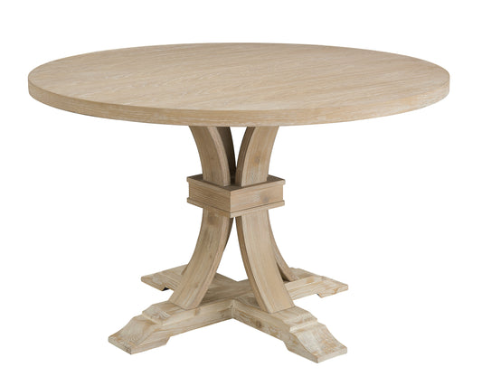 White-washed Finish Round Pedestal Dining Table