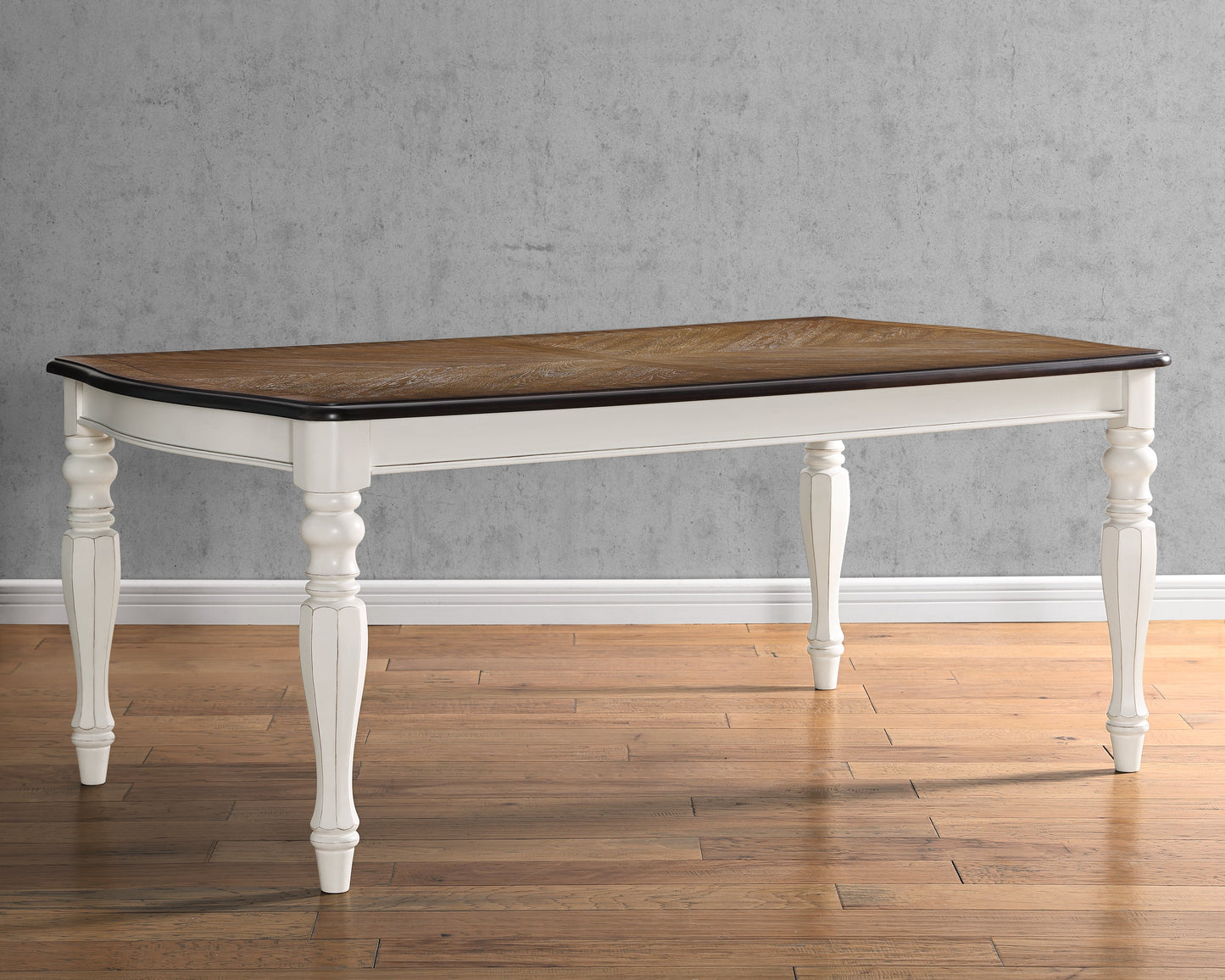 Roundhill Furniture Belleza French Country Dining Table, Antique White and Weathered Oak Finish