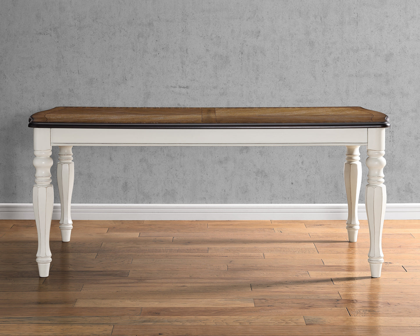 Roundhill Furniture Belleza French Country Dining Table, Antique White and Weathered Oak Finish