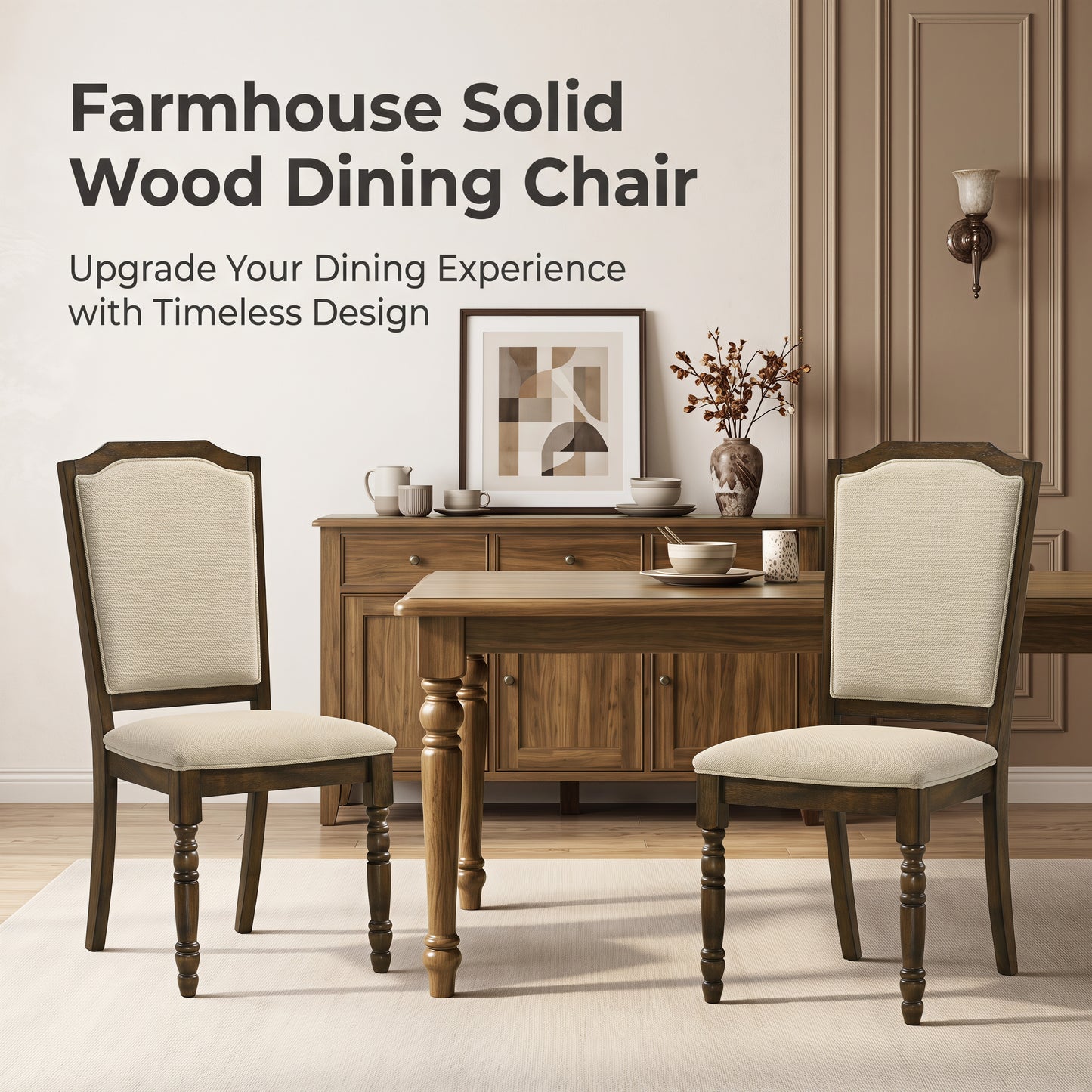 Roundhill Furniture Fantail 5-Piece Dining Set, Round Dining Table with 4 Iris Chairs, Walnut Finish