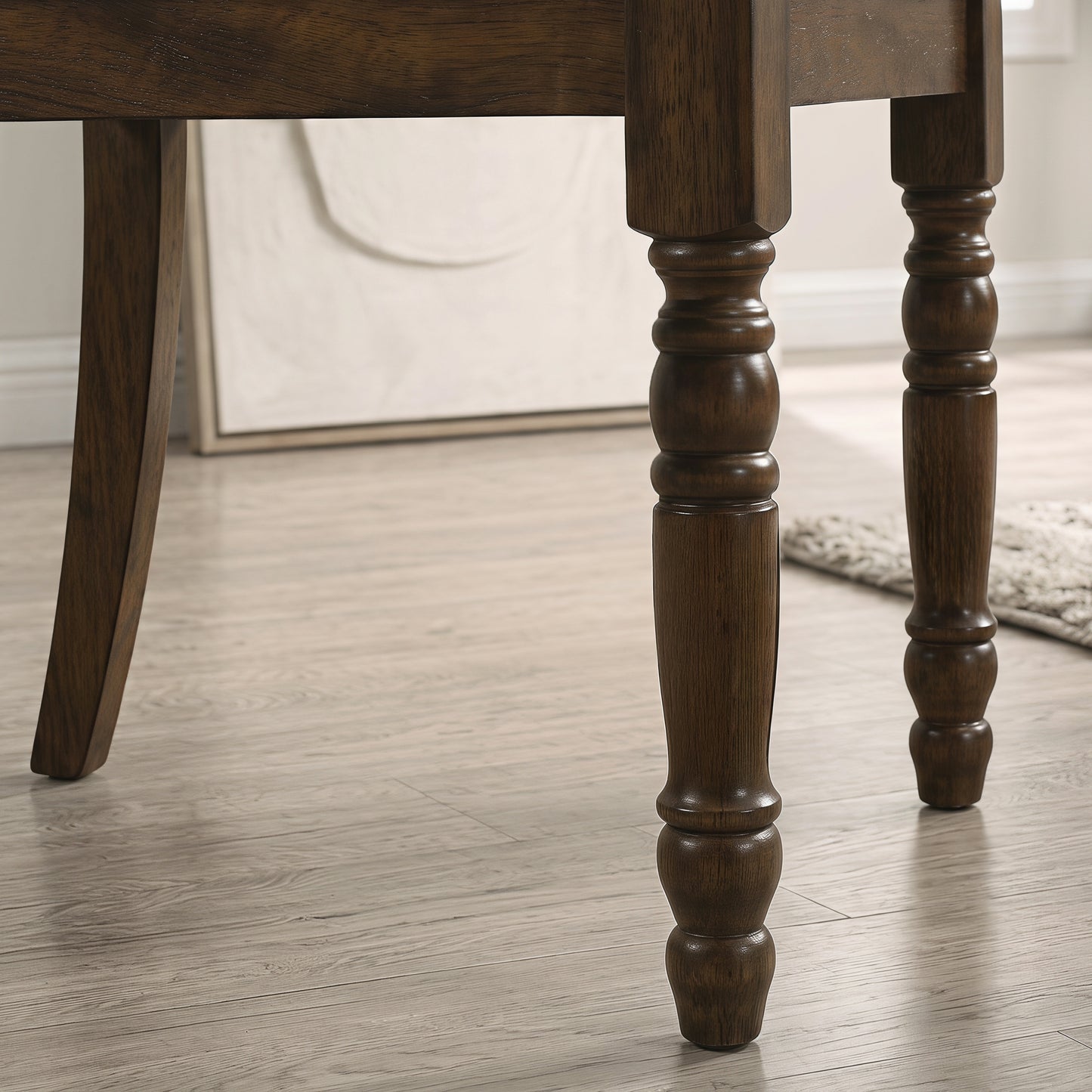 Roundhill Furniture Fantail 5-Piece Dining Set, Round Dining Table with 4 Iris Chairs, Walnut Finish