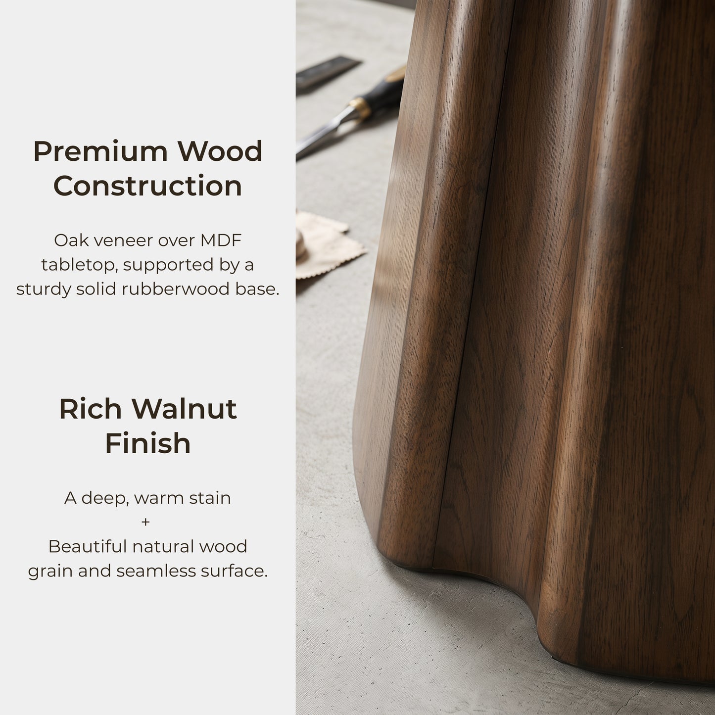Roundhill Furniture Fantail Sculptural Pedestal Round Dining Table, Walnut
