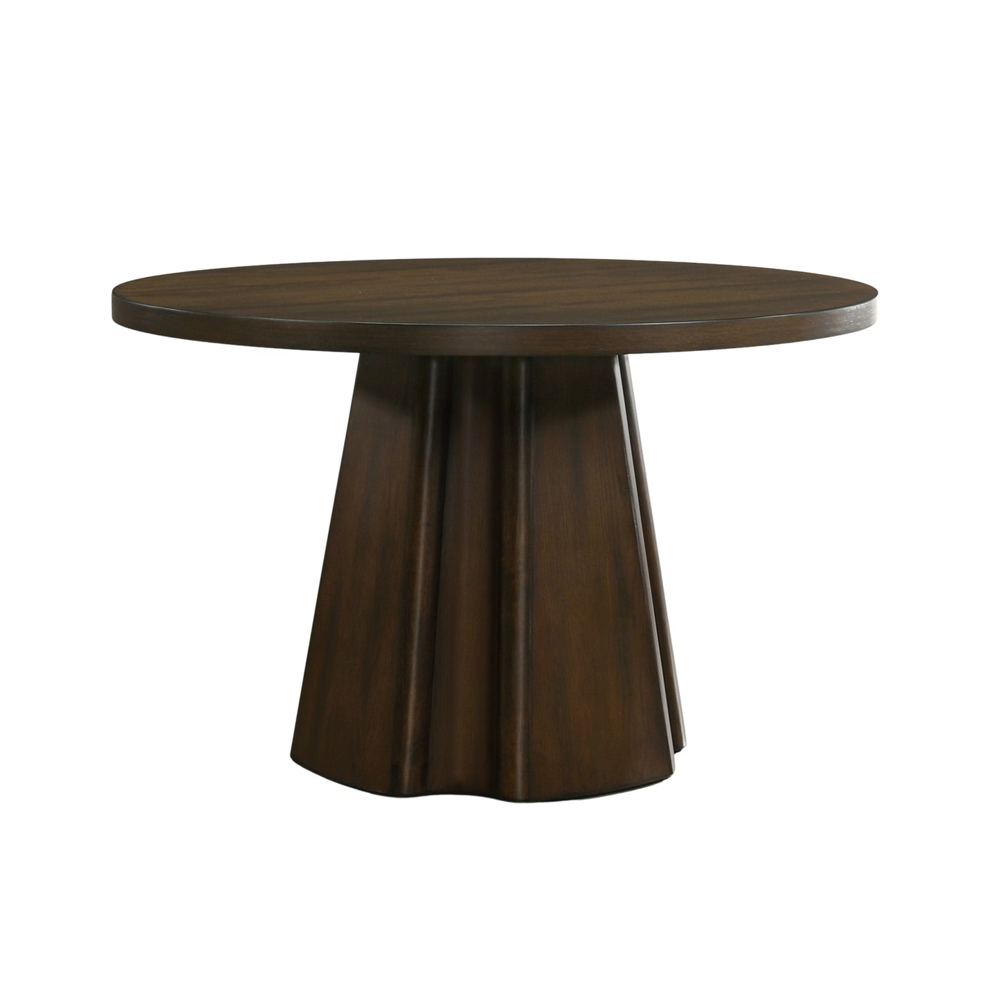 Roundhill Furniture Fantail Sculptural Pedestal Round Dining Table, Walnut