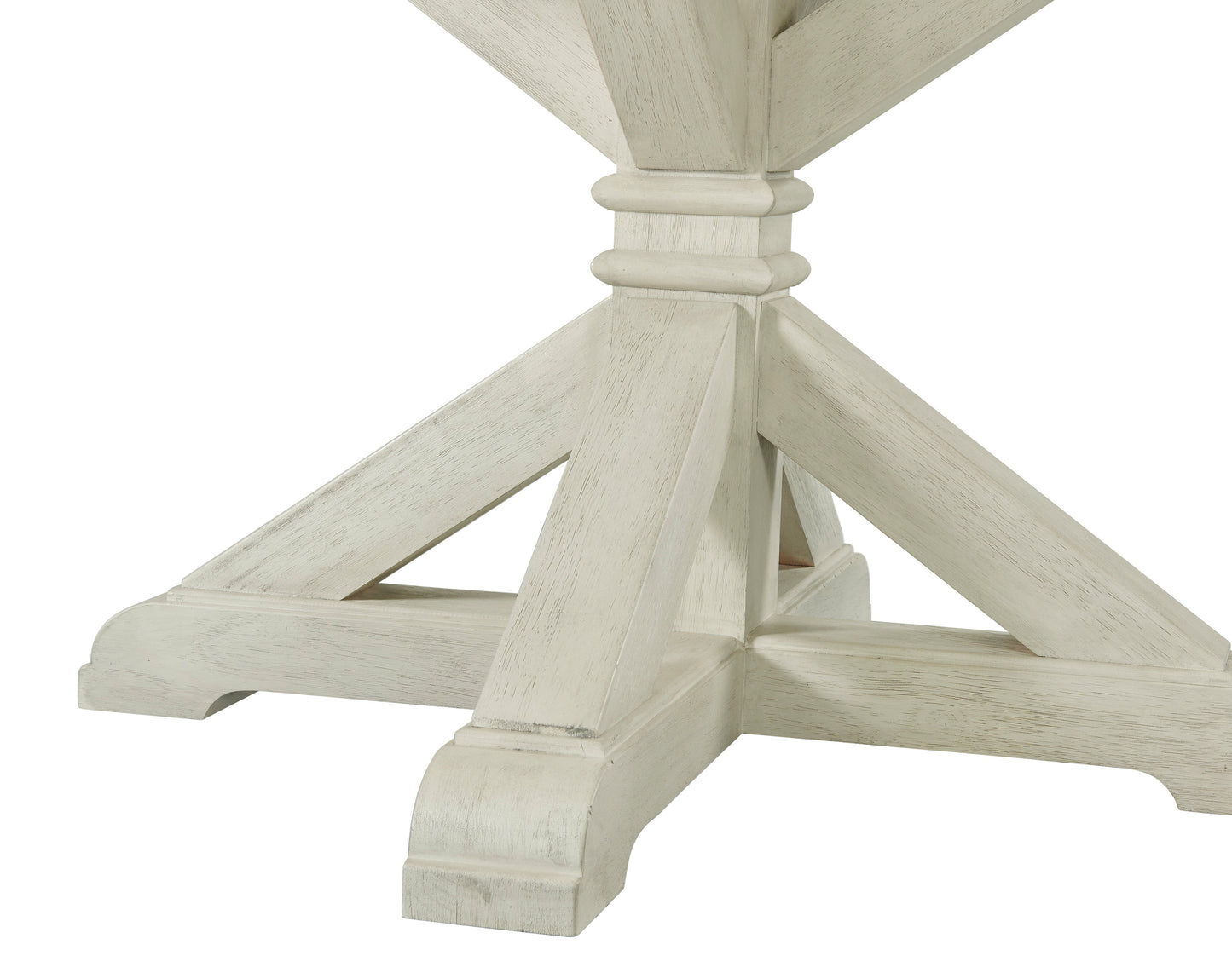 Roundhill Furniture Harola Round Pedestal Dining Table with 18" Leaf, Distressed Pine Finish
